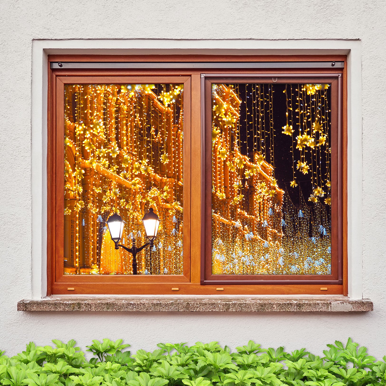 3D String Lights 43017 Christmas Window Film Print Sticker Cling Stained Glass Xmas