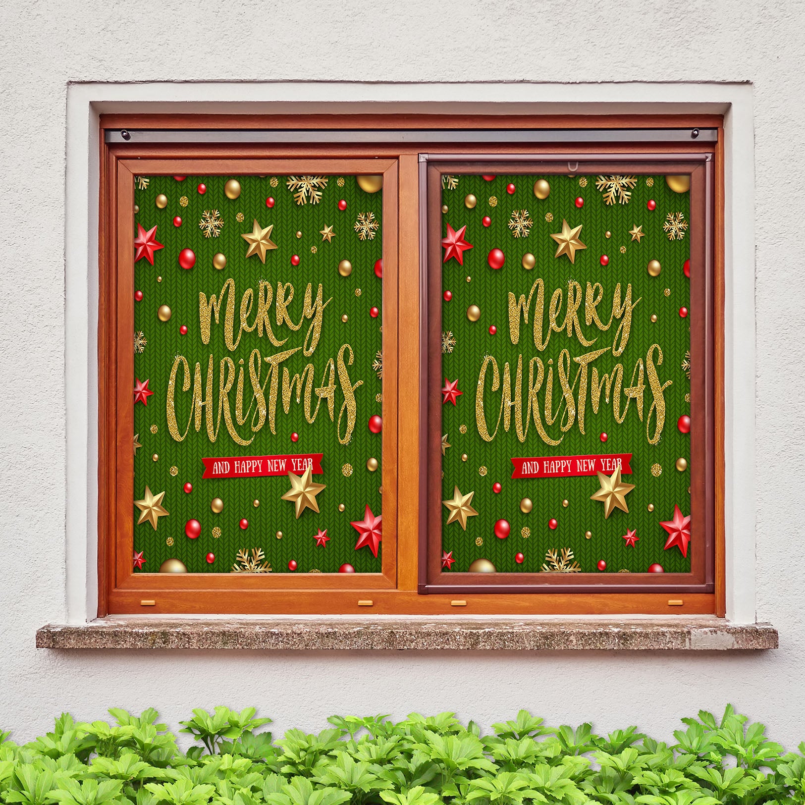 3D Merry Christmas 43121 Christmas Window Film Print Sticker Cling Stained Glass Xmas