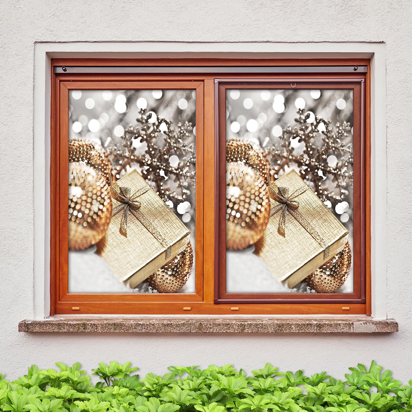 3D Snowflake Gift 42163 Christmas Window Film Print Sticker Cling Stained Glass Xmas