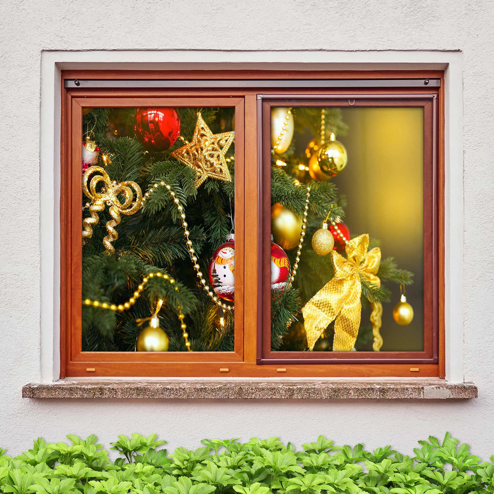 3D Christmas Tree Pendant 42198 Christmas Window Film Print Sticker Cling Stained Glass Xmas