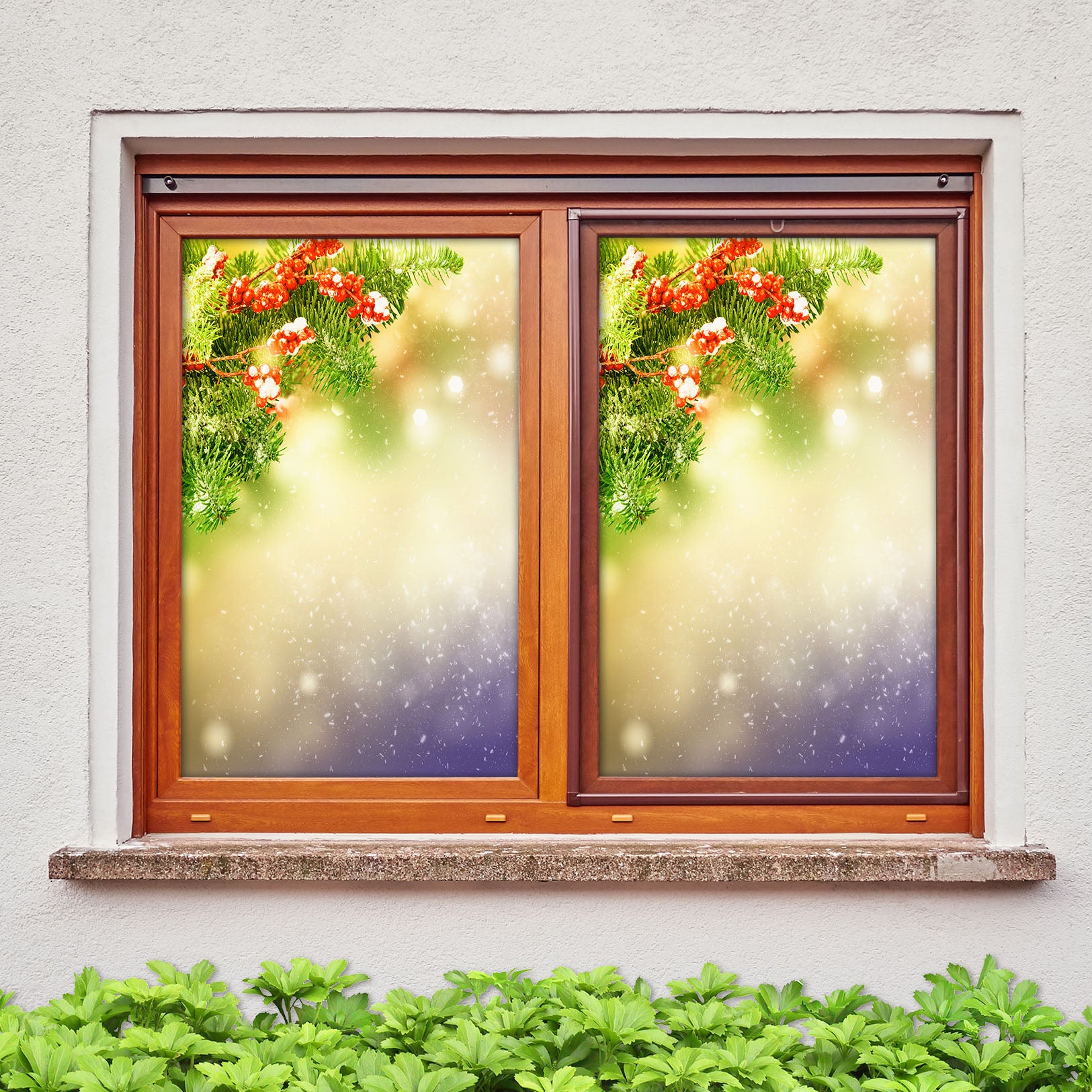 3D Christmas Branches 43126 Christmas Window Film Print Sticker Cling Stained Glass Xmas