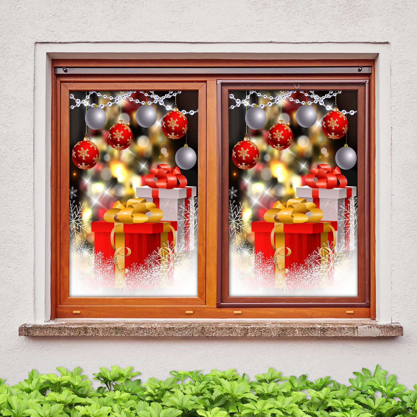 3D Gift 42194 Christmas Window Film Print Sticker Cling Stained Glass Xmas