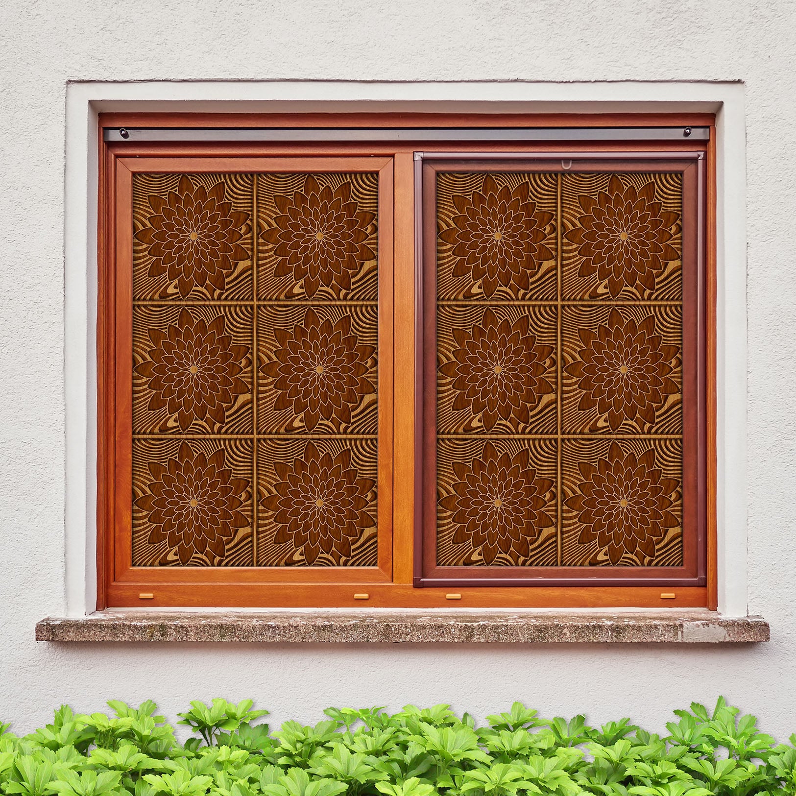 3D Brown Fower 147 Window Film Print Sticker Cling Stained Glass UV Block