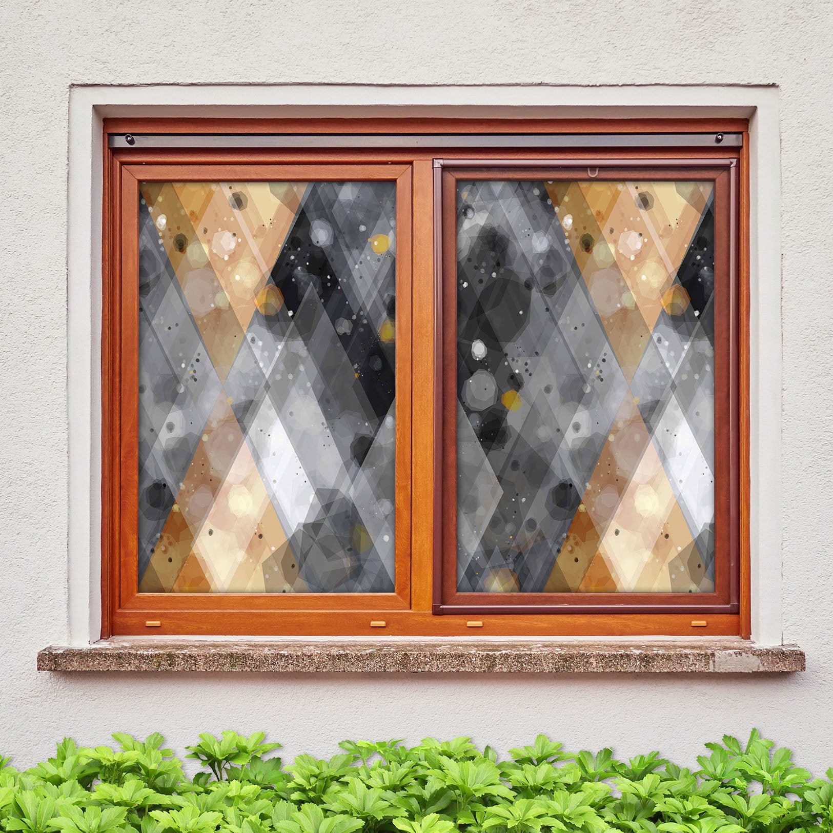 3D Hazy Graphics 463 Window Film Print Sticker Cling Stained Glass UV Block