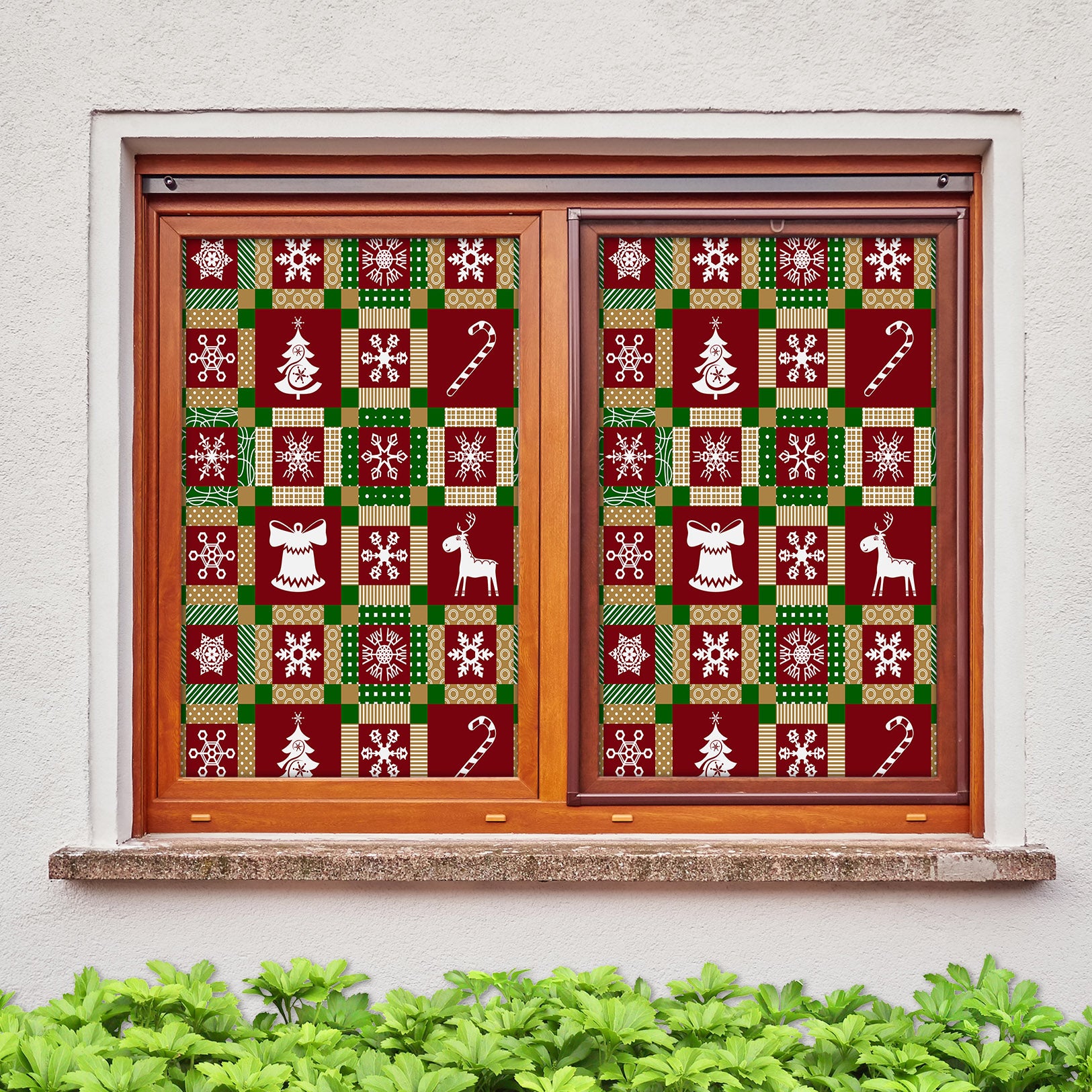 3D Square Christmas Pattern 43047 Christmas Window Film Print Sticker Cling Stained Glass Xmas