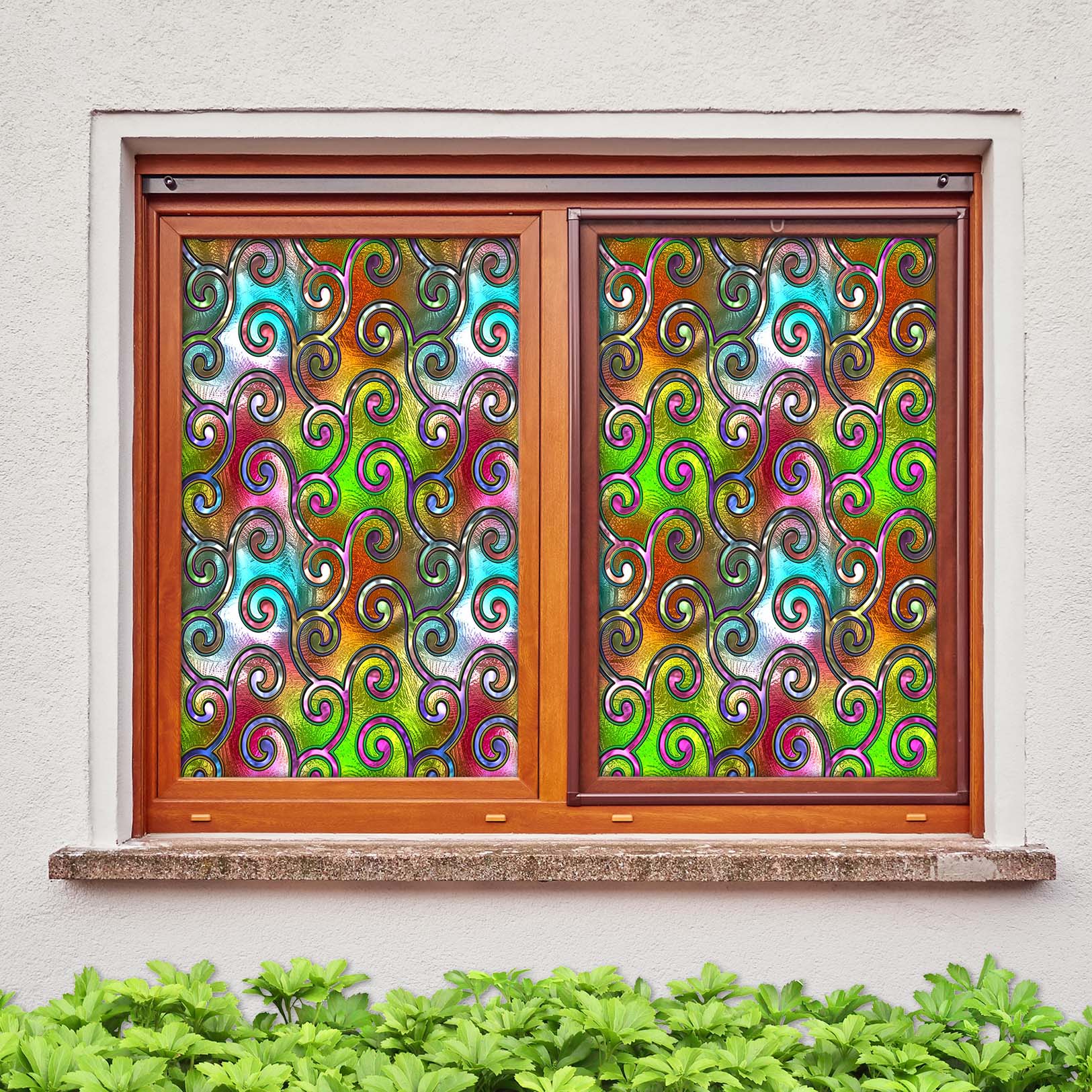 3D Color Ironweave 162 Window Film Print Sticker Cling Stained Glass UV Block