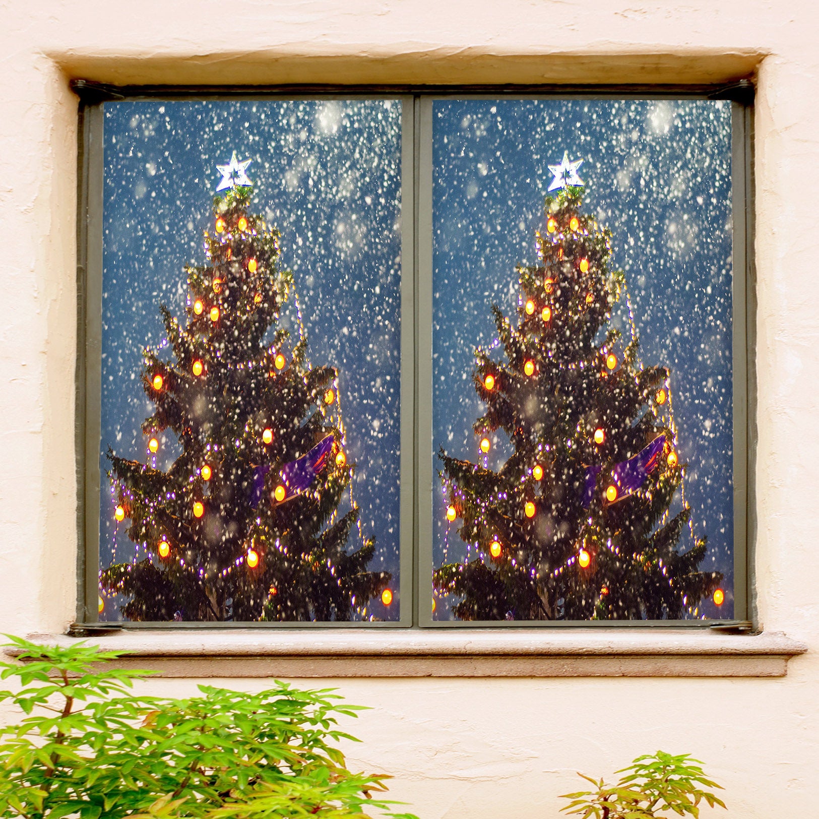 3D Christmas Tree 43137 Christmas Window Film Print Sticker Cling Stained Glass Xmas
