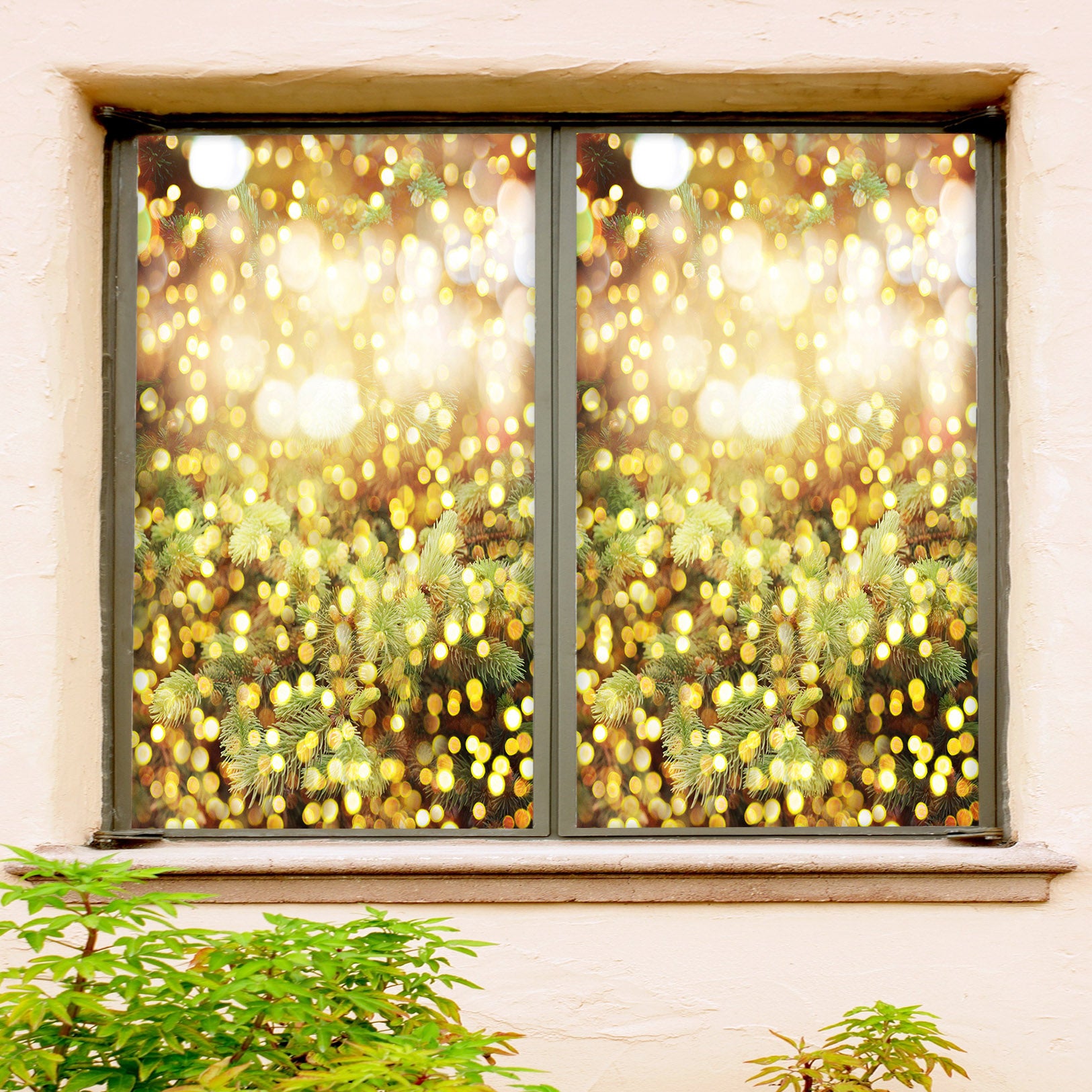 3D Light 42178 Christmas Window Film Print Sticker Cling Stained Glass Xmas