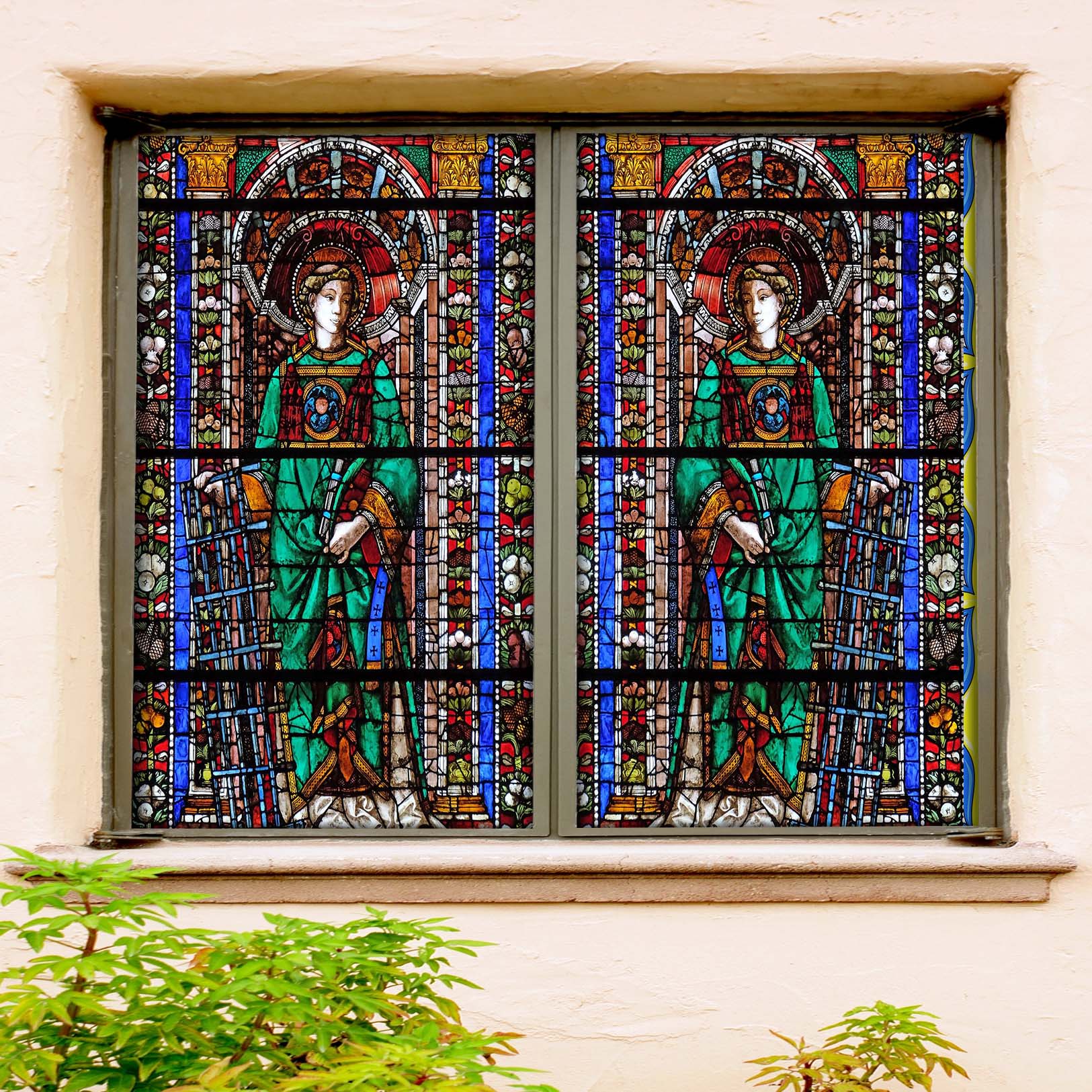 3D Green Priesthood 119 Window Film Print Sticker Cling Stained Glass UV Block