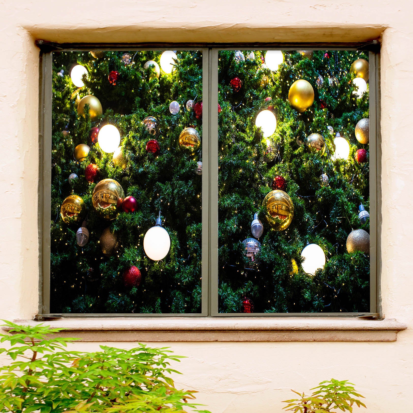 3D Ball Pendant 43046 Christmas Window Film Print Sticker Cling Stained Glass Xmas