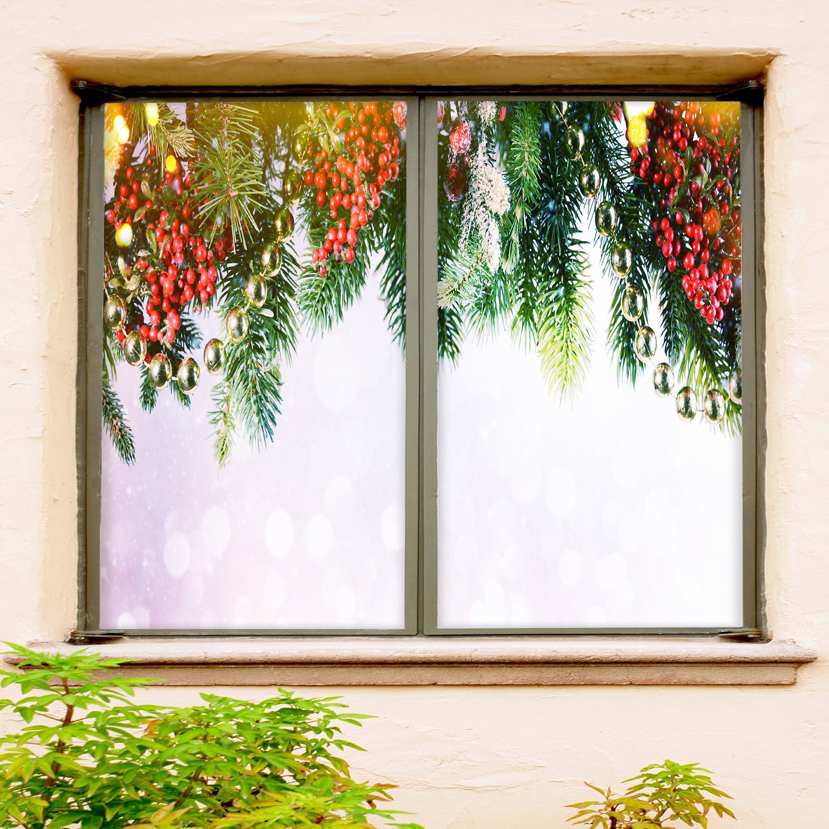 3D Christmas Tree Branches 43117 Christmas Window Film Print Sticker Cling Stained Glass Xmas