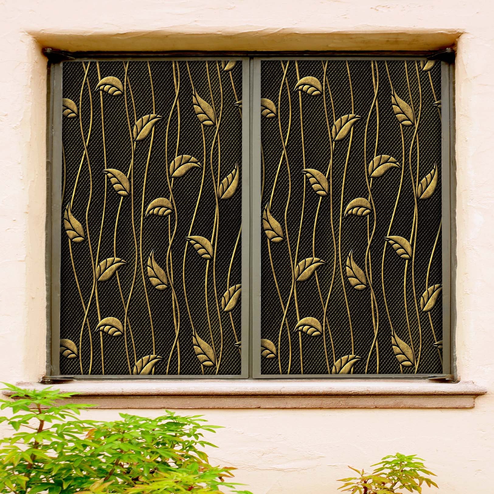 3D Texture Leaves 130 Window Film Print Sticker Cling Stained Glass UV Block