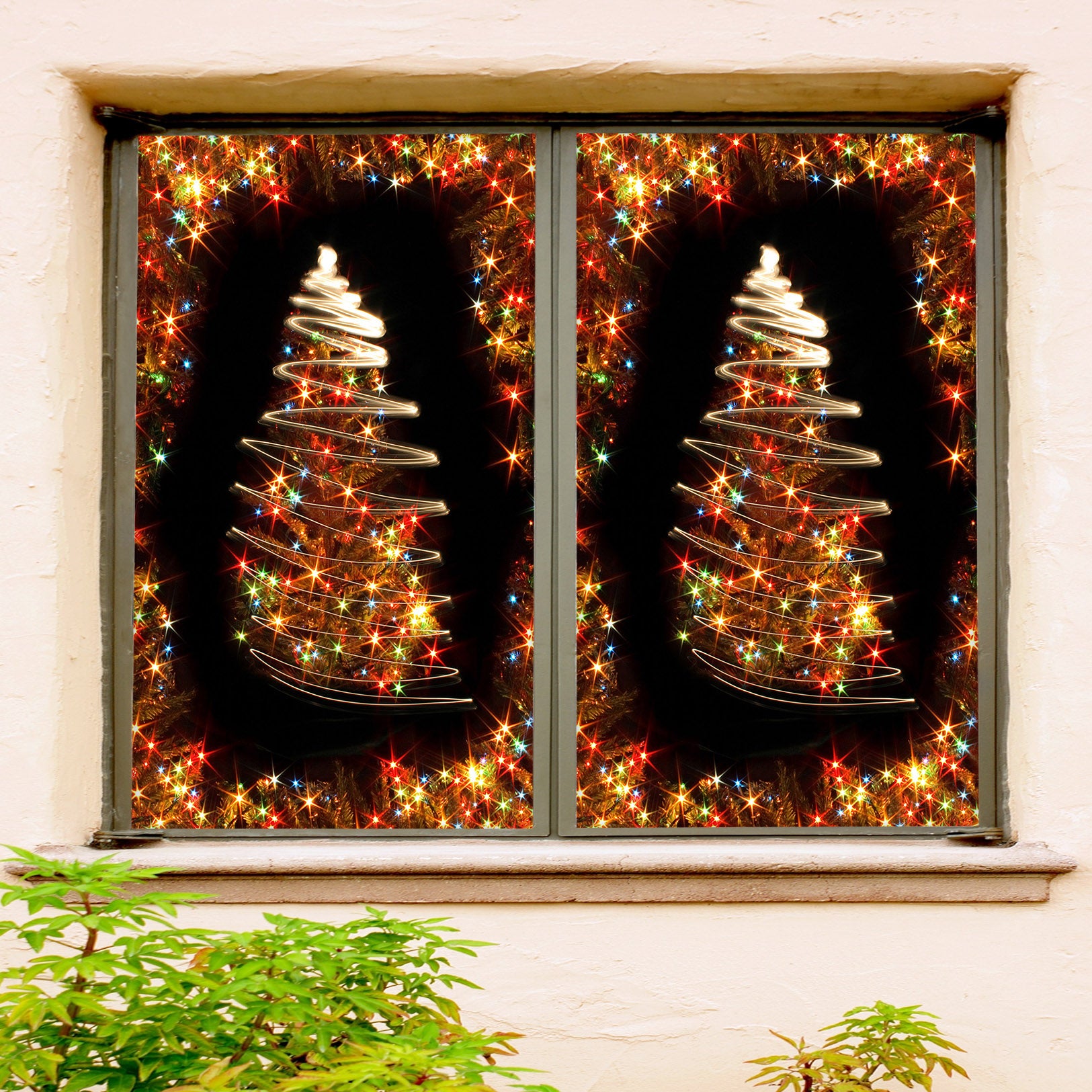 3D Christmas Tree 43069 Christmas Window Film Print Sticker Cling Stained Glass Xmas