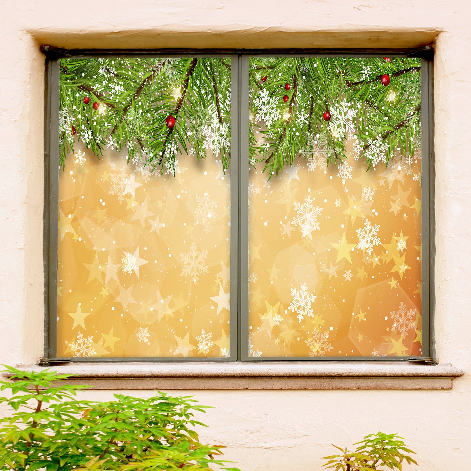 3D Snowflake 43067 Christmas Window Film Print Sticker Cling Stained Glass Xmas