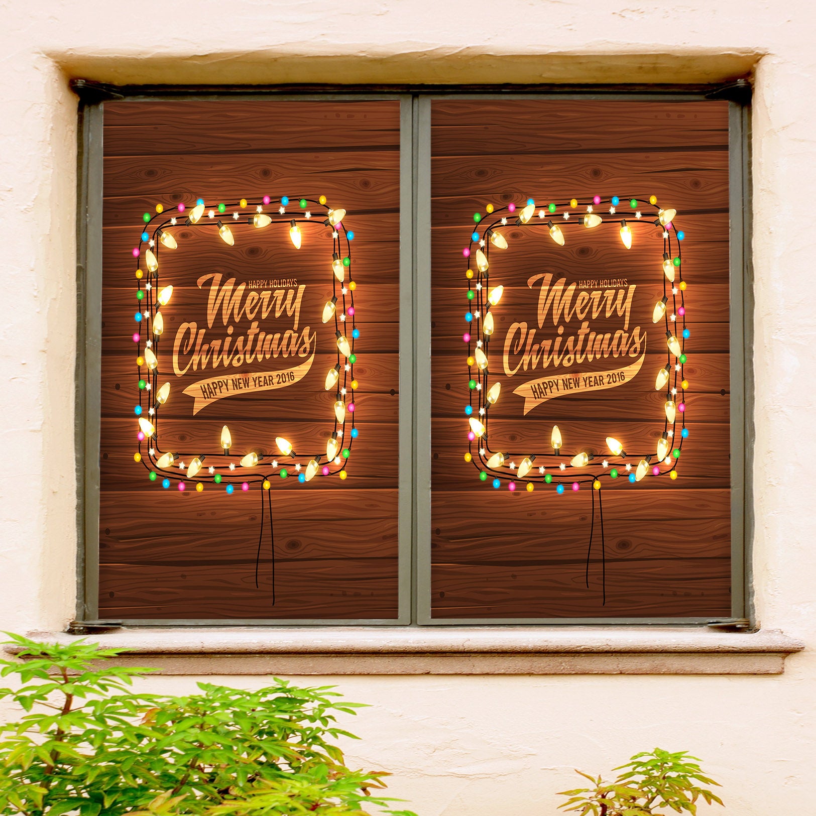 3D Christmas String Lights 42181 Christmas Window Film Print Sticker Cling Stained Glass Xmas
