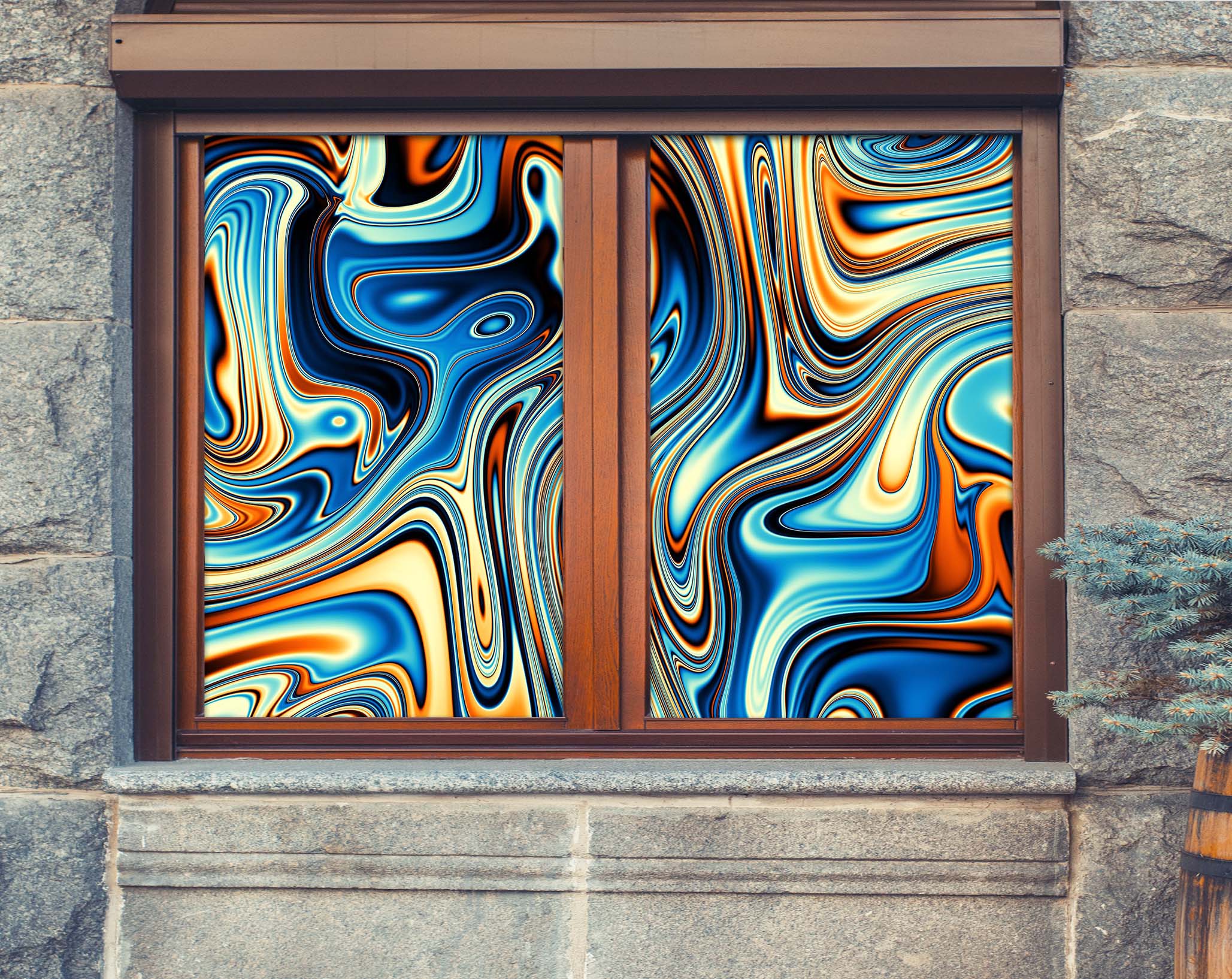 3D Artistic Pattern 370 Window Film Print Sticker Cling Stained Glass UV Block