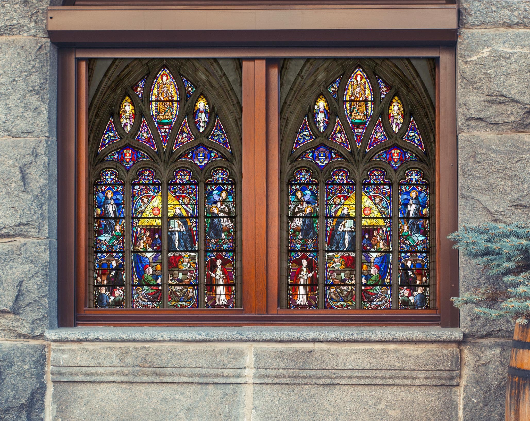 3D Church Believers 292 Window Film Print Sticker Cling Stained Glass UV Block