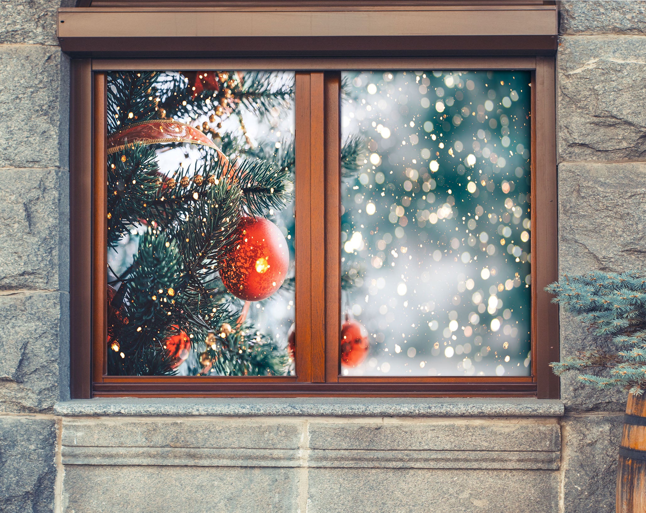 3D Red Ball Pendant 42154 Christmas Window Film Print Sticker Cling Stained Glass Xmas