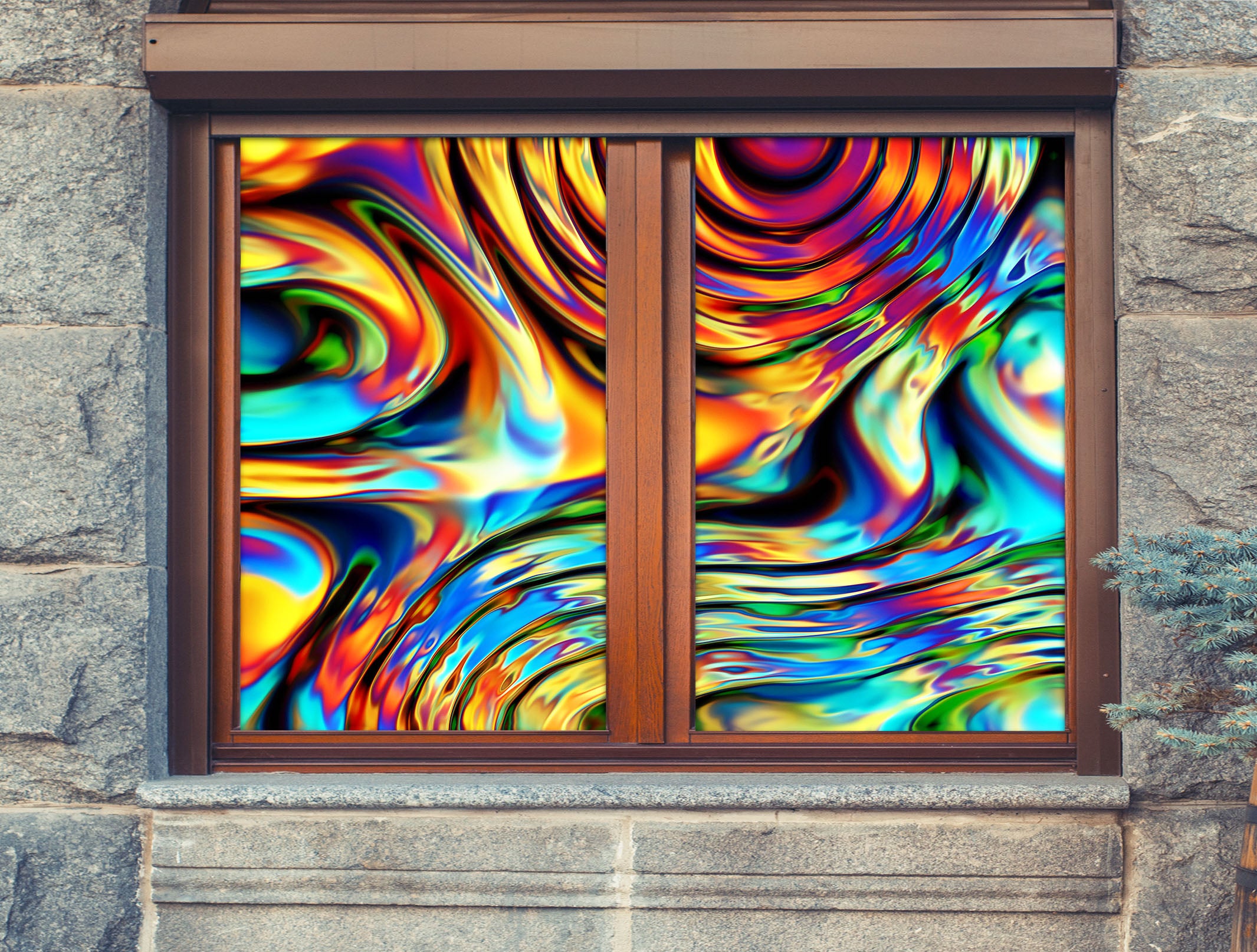 3D Color Circle 015 Window Film Print Sticker Cling Stained Glass UV Block