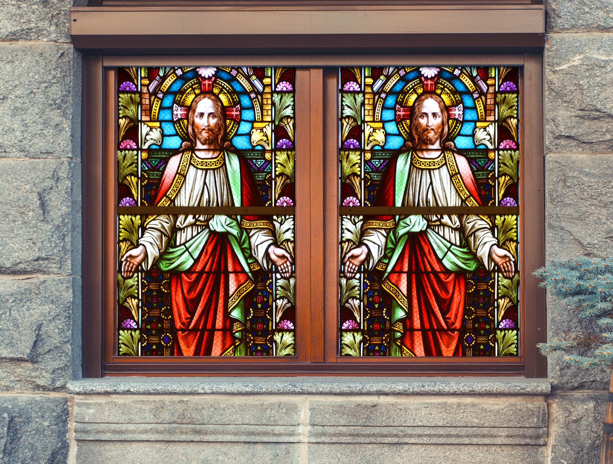 3D Messenger Church 116 Window Film Print Sticker Cling Stained Glass UV Block