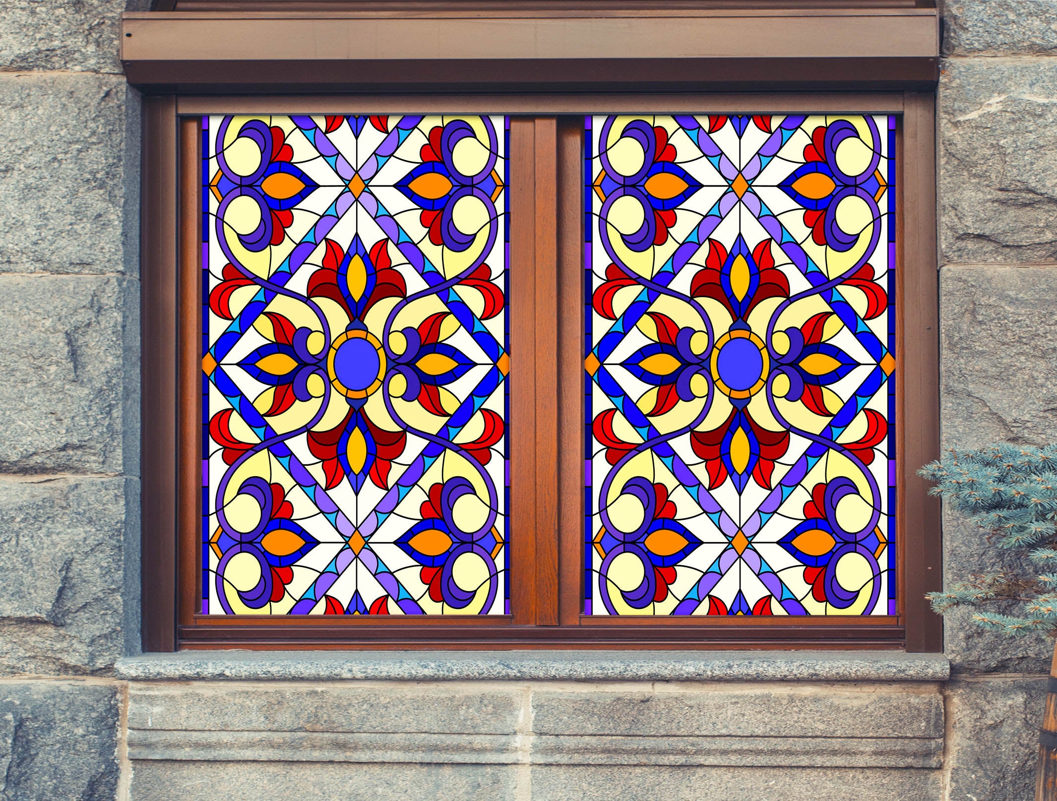 3D Cross Pattern 097 Window Film Print Sticker Cling Stained Glass UV Block