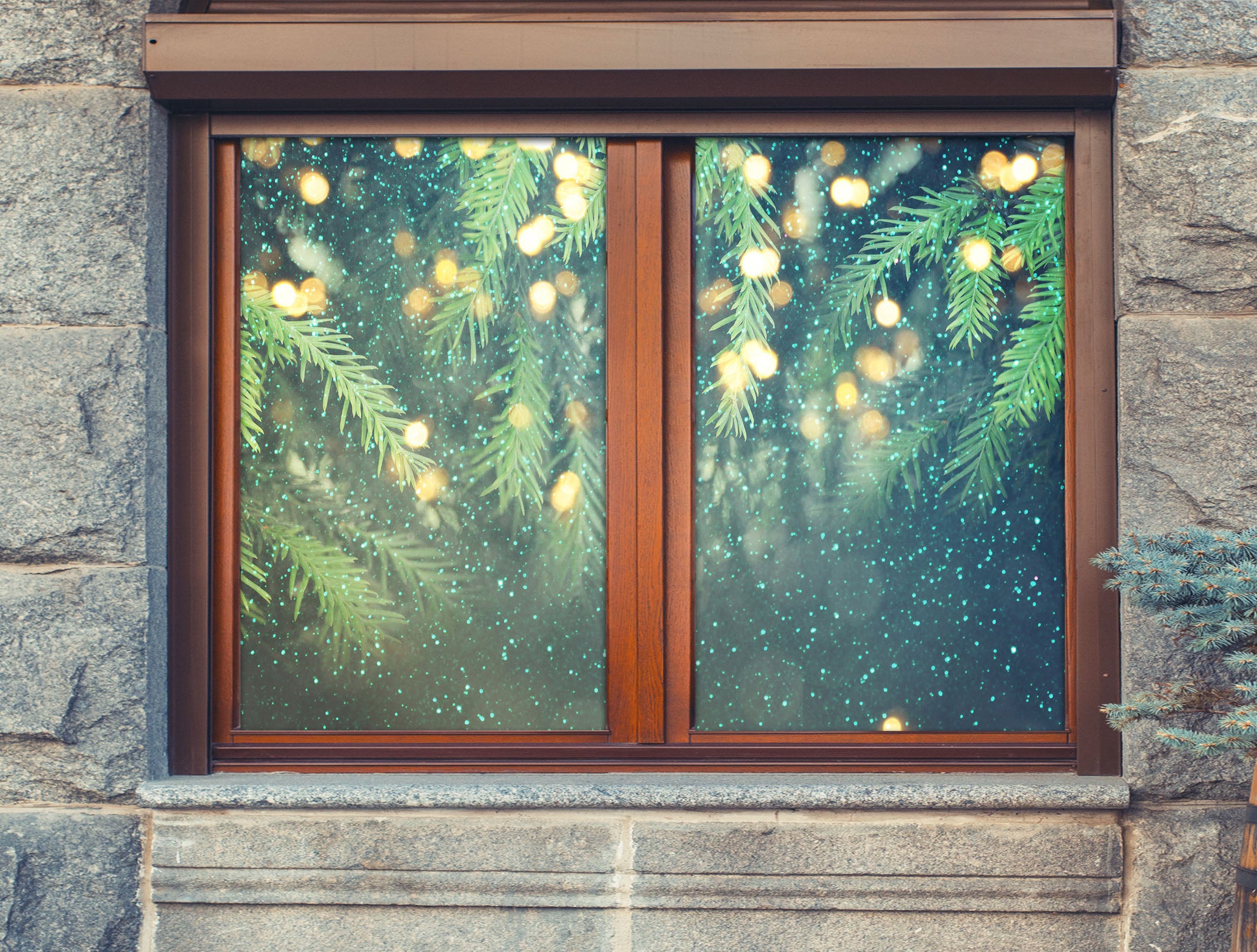 3D Branch Lights 43105 Christmas Window Film Print Sticker Cling Stained Glass Xmas