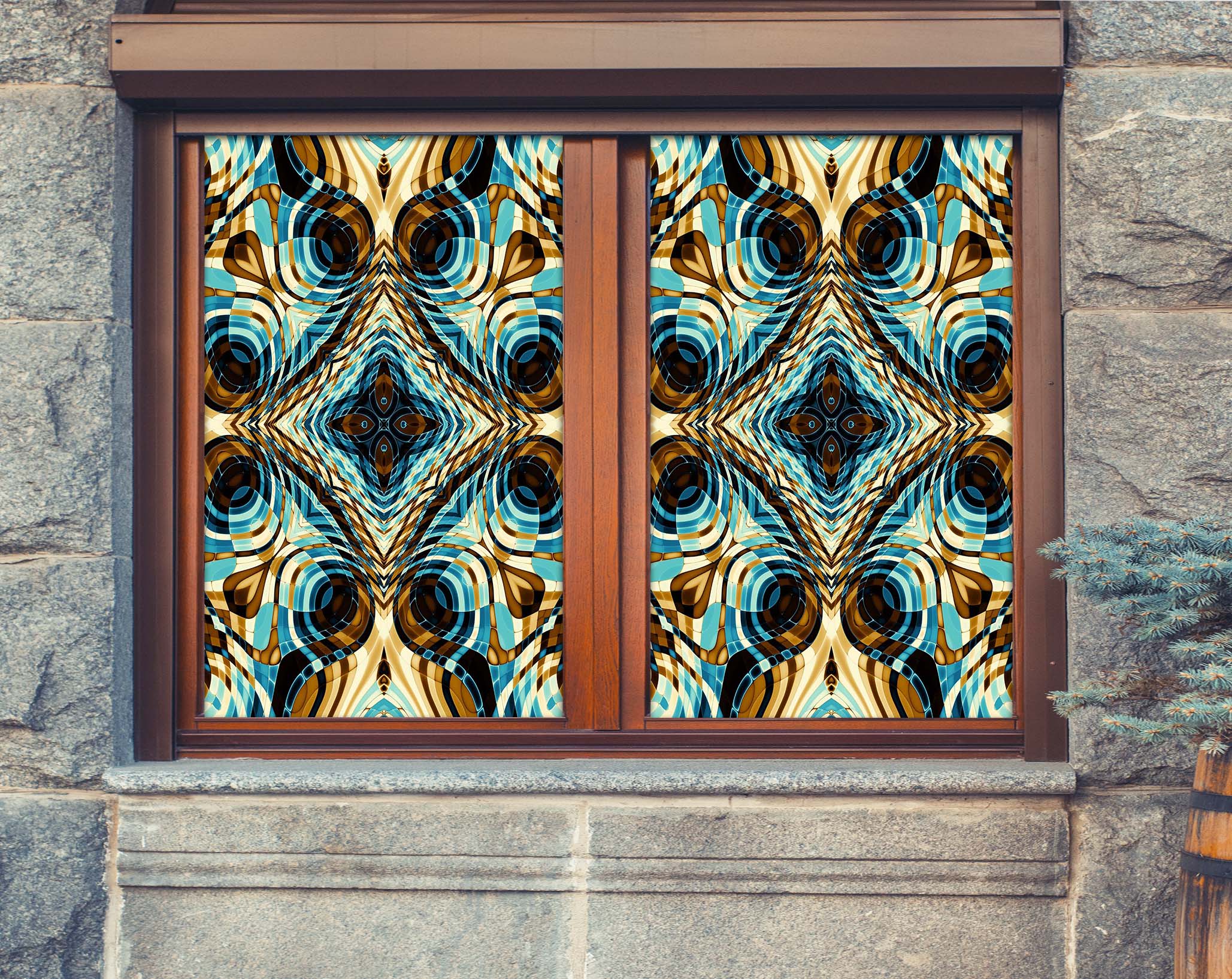 3D Artistic Pattern 365 Window Film Print Sticker Cling Stained Glass UV Block