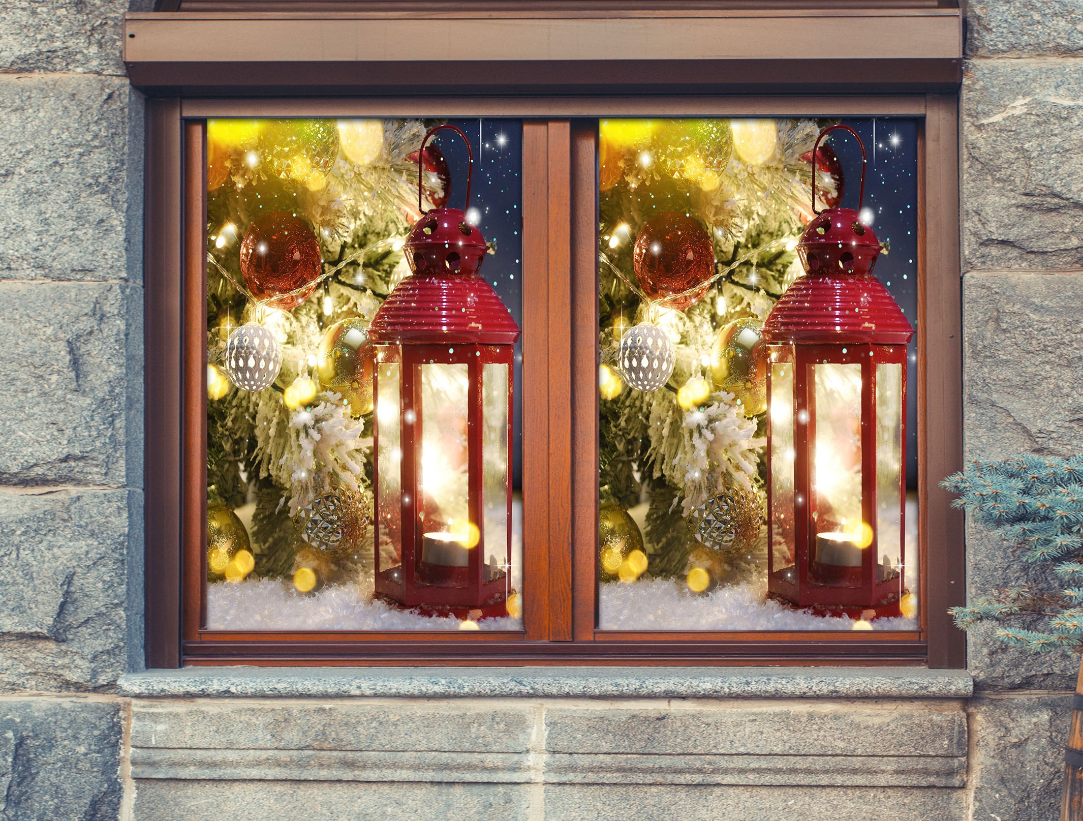 3D Christmas Candle 43119 Christmas Window Film Print Sticker Cling Stained Glass Xmas
