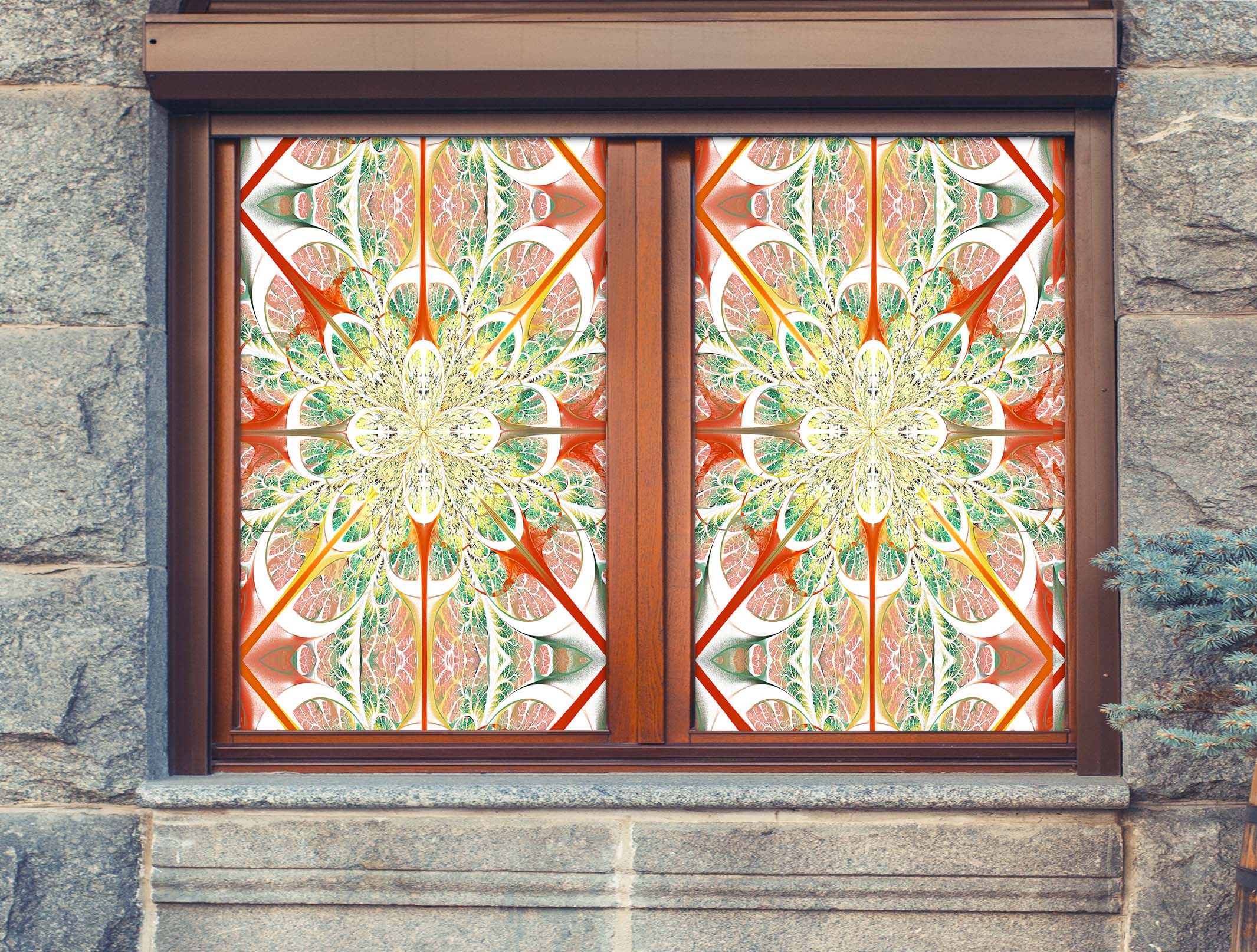 3D Round Petals 051 Window Film Print Sticker Cling Stained Glass UV Block