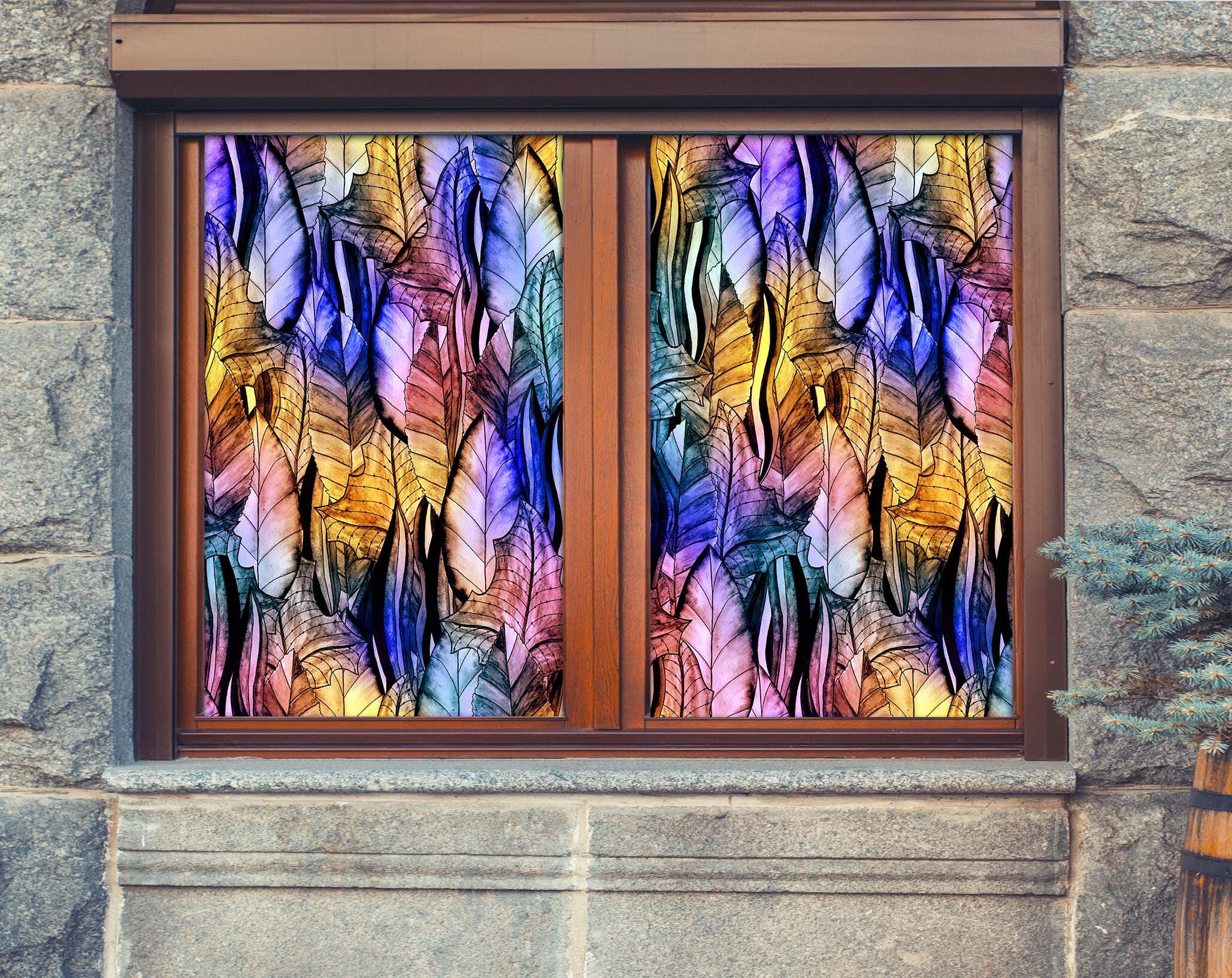 3D Colored Dead Leaves 429 Window Film Print Sticker Cling Stained Glass UV Block Wallpaper AJ Wallpaper 2 