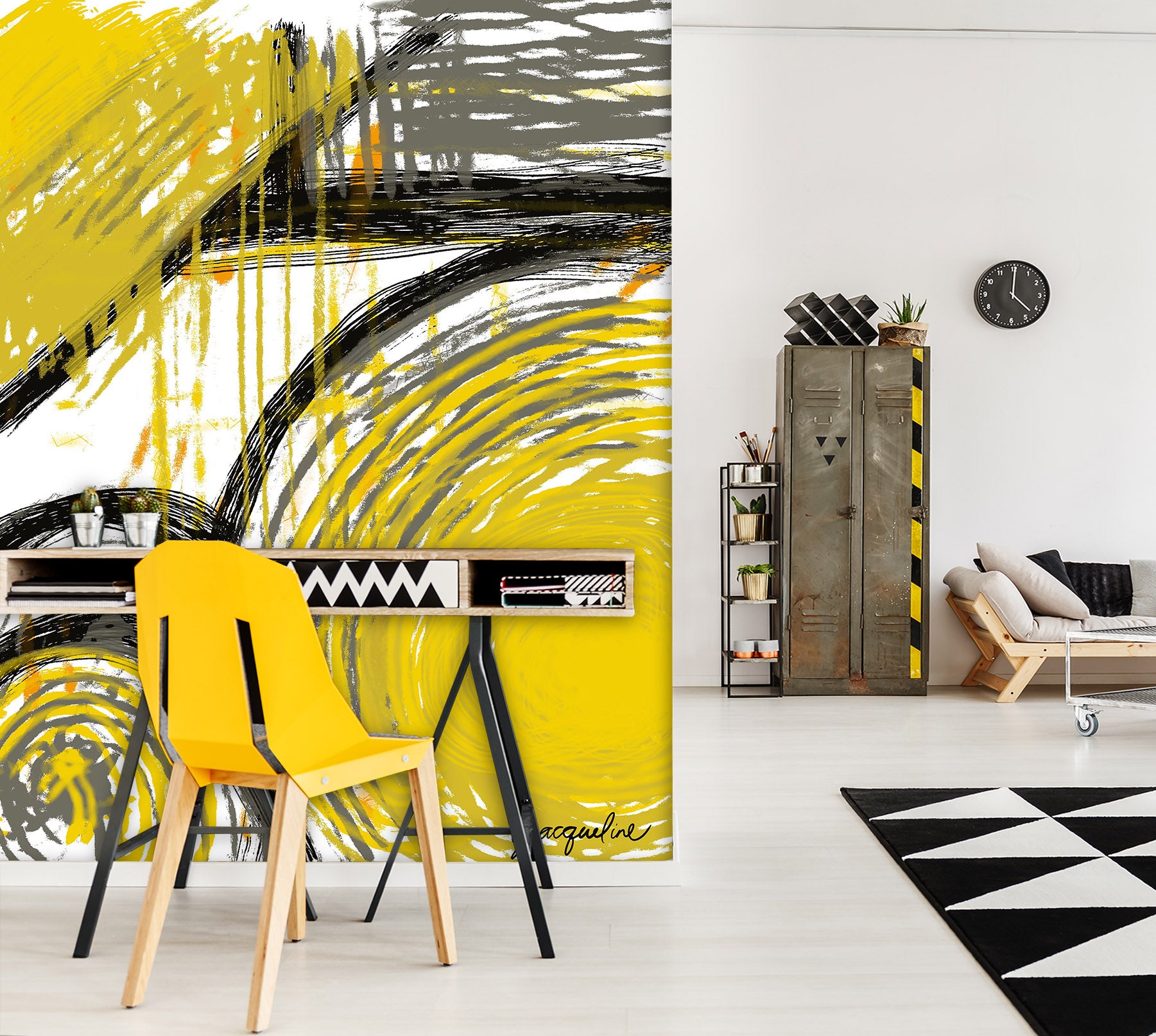 3D Yellow Watercolor 1282 Jacqueline Reynoso Wall Mural Wall Murals