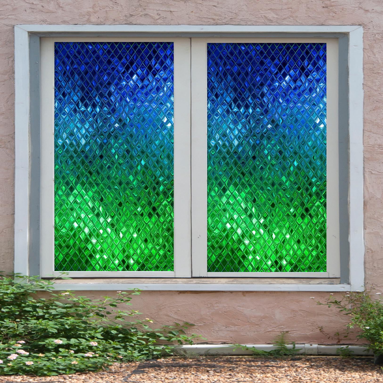 3D Green Glass Mosaic 268 Window Film Print Sticker Cling Stained Glass UV Block