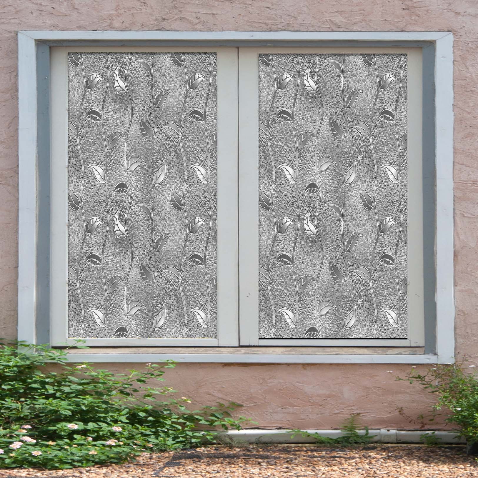 3D Silver Leaf 125 Window Film Print Sticker Cling Stained Glass UV Block