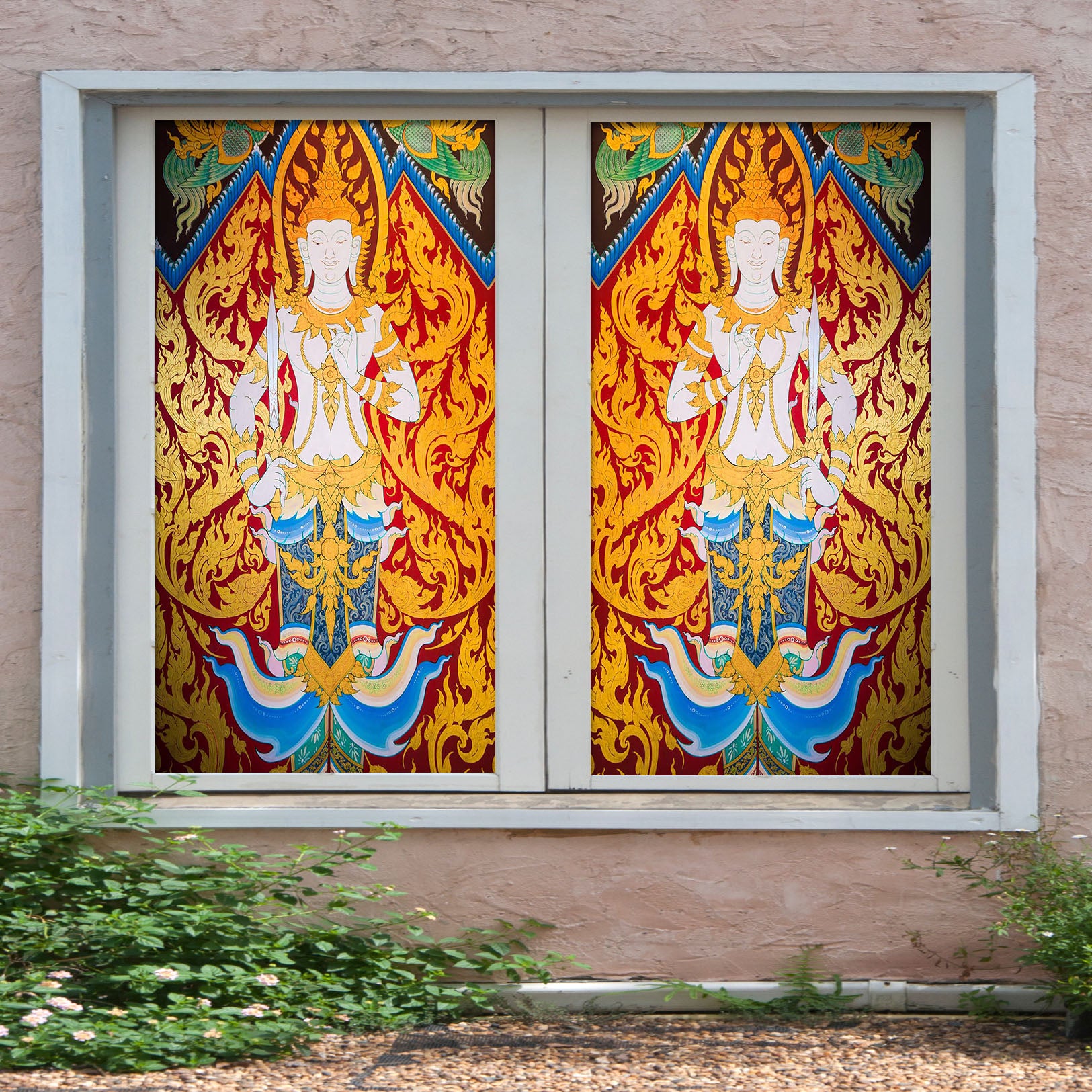 3D Buddhist Bodhi 146 Window Film Print Sticker Cling Stained Glass UV Block