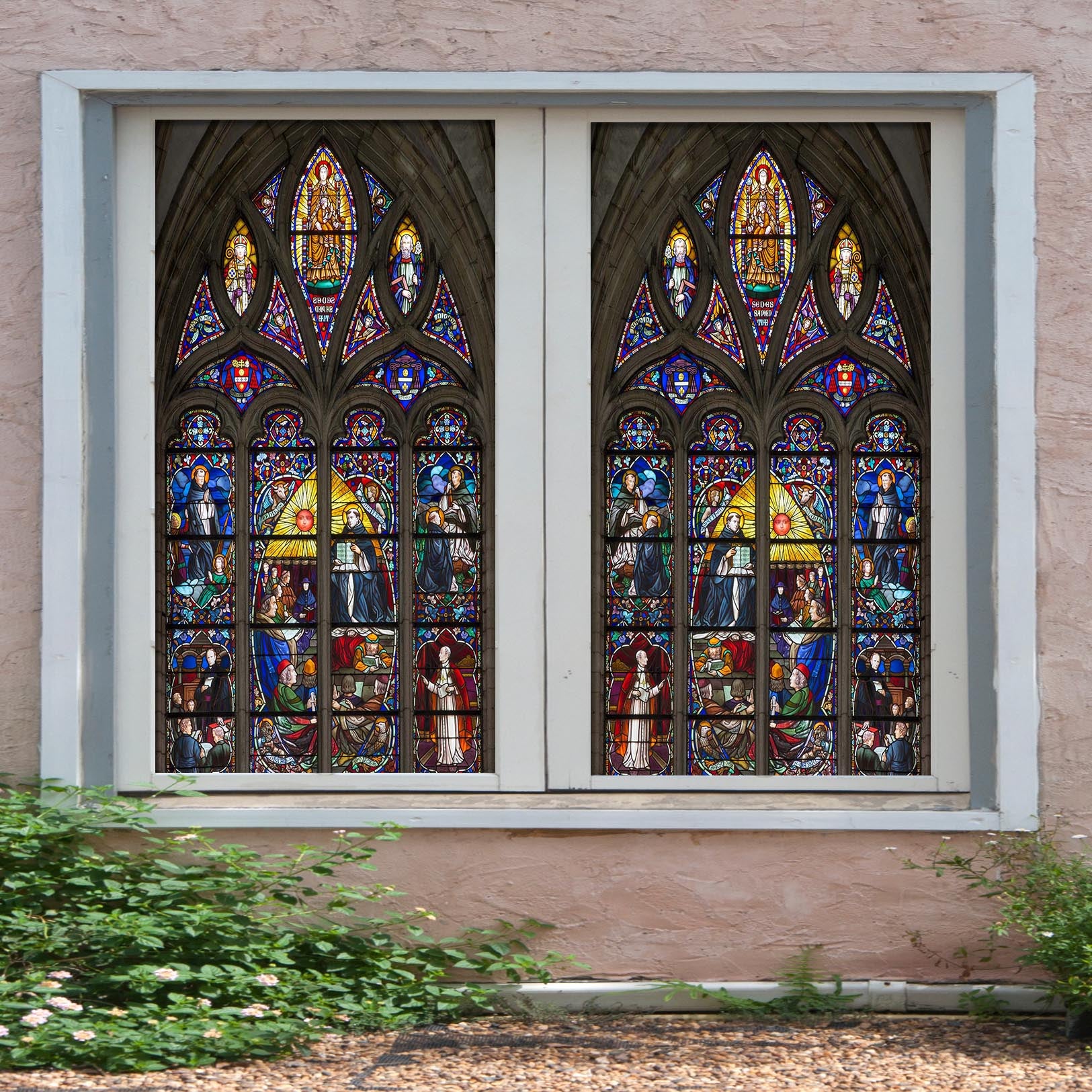 3D Church Believers 292 Window Film Print Sticker Cling Stained Glass UV Block