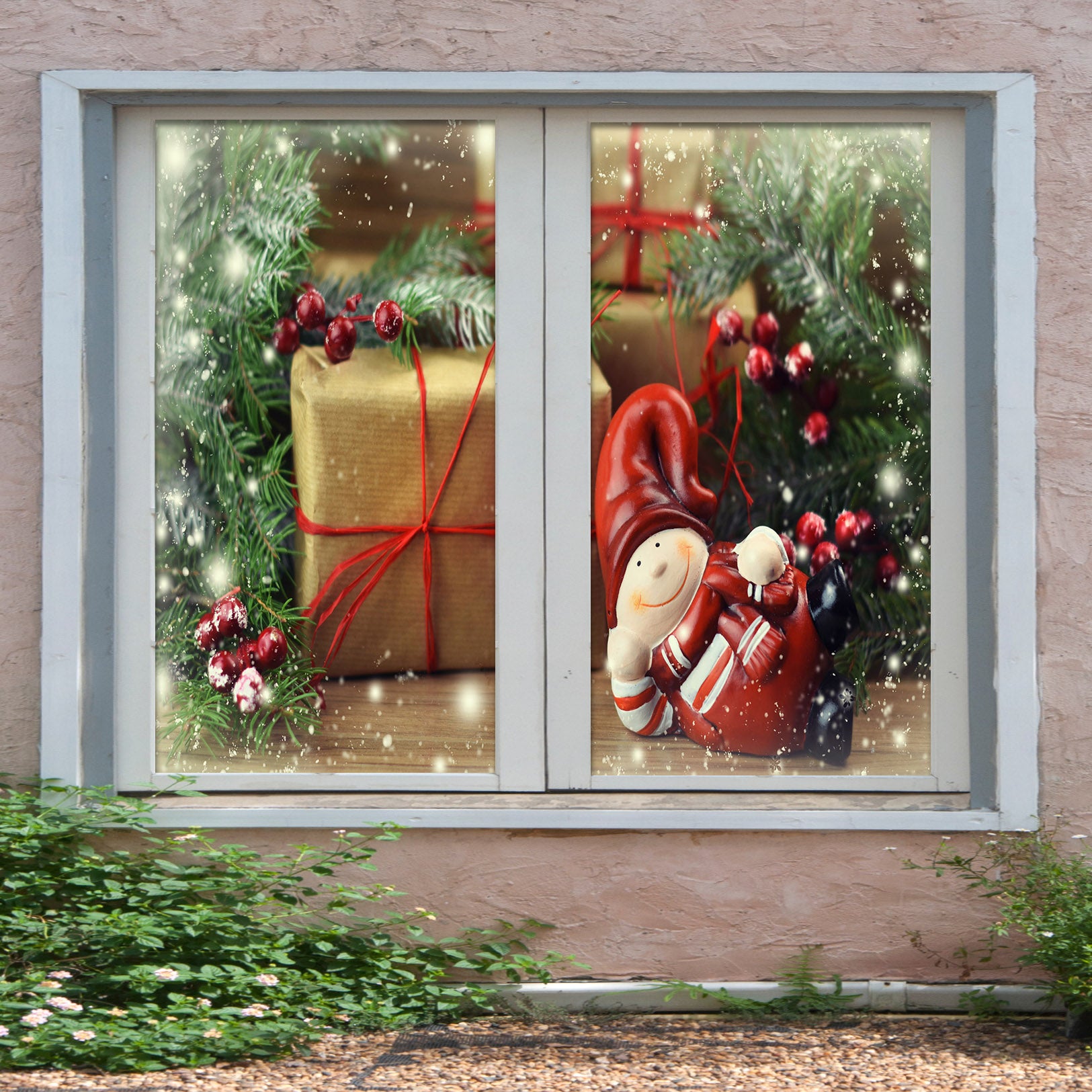 3D Christmas Gift 42196 Christmas Window Film Print Sticker Cling Stained Glass Xmas
