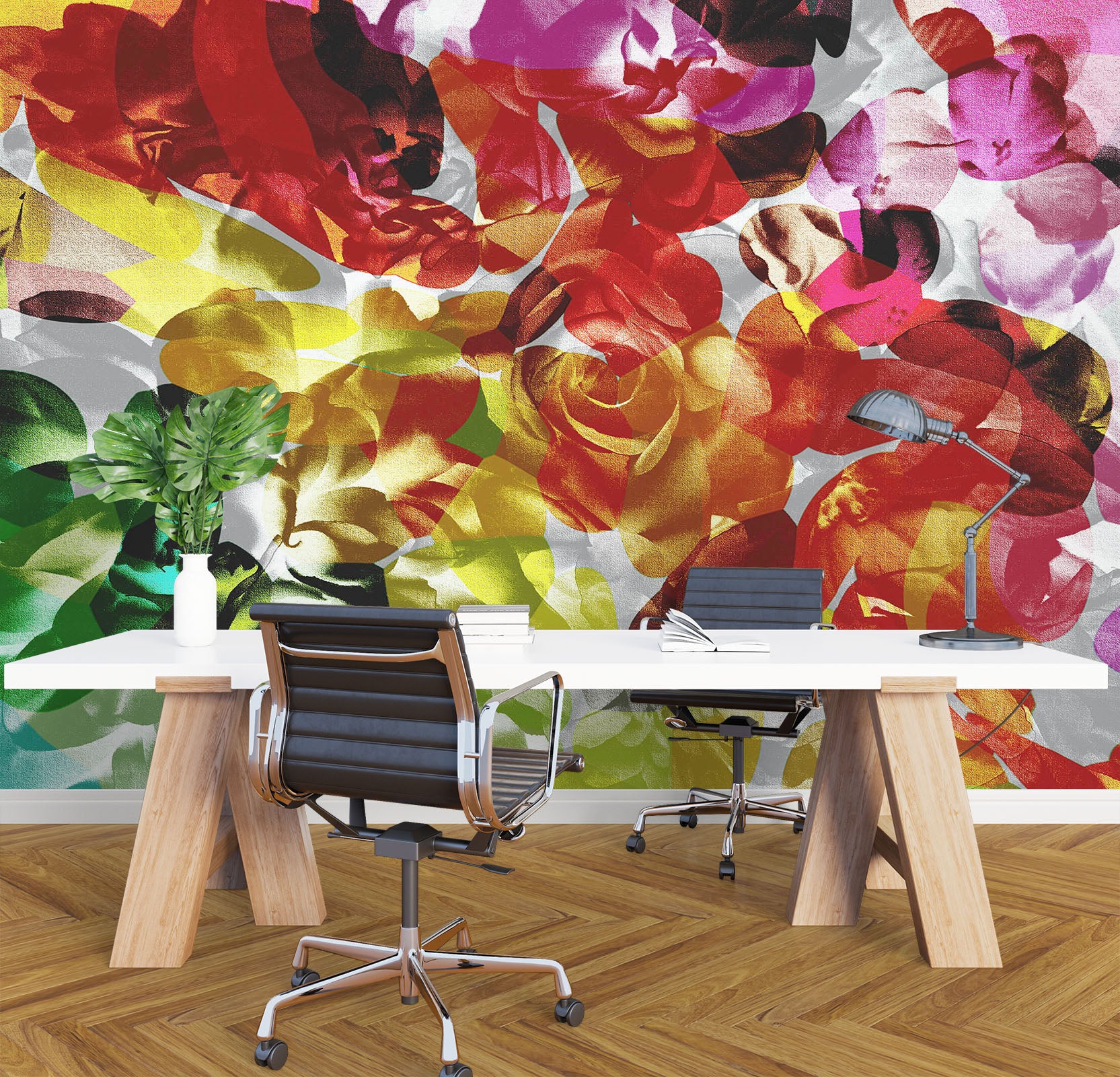 3D Colored Flowers 19104 Shandra Smith Wall Mural Wall Murals