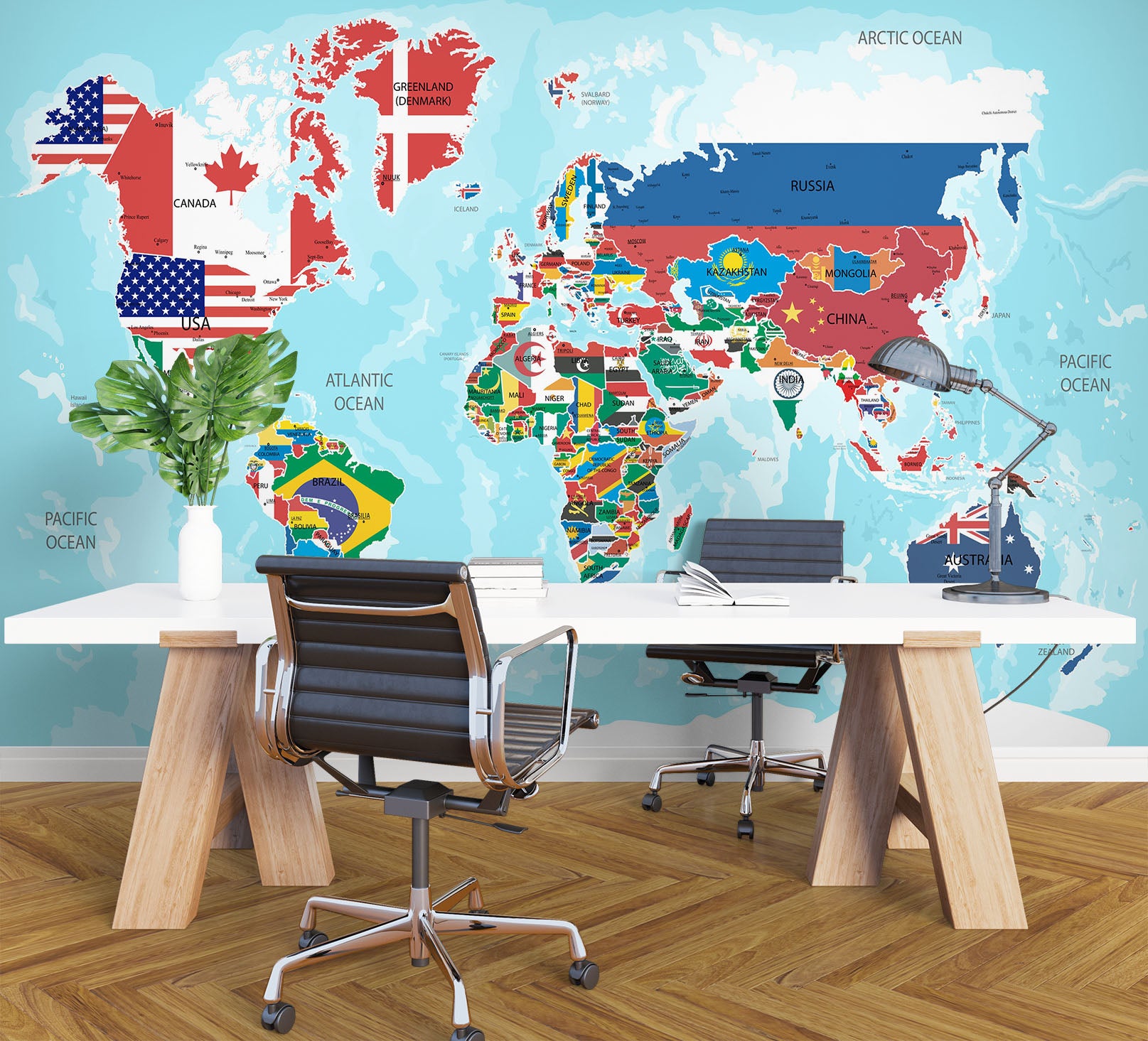 3D World Map 1104 Wall Murals