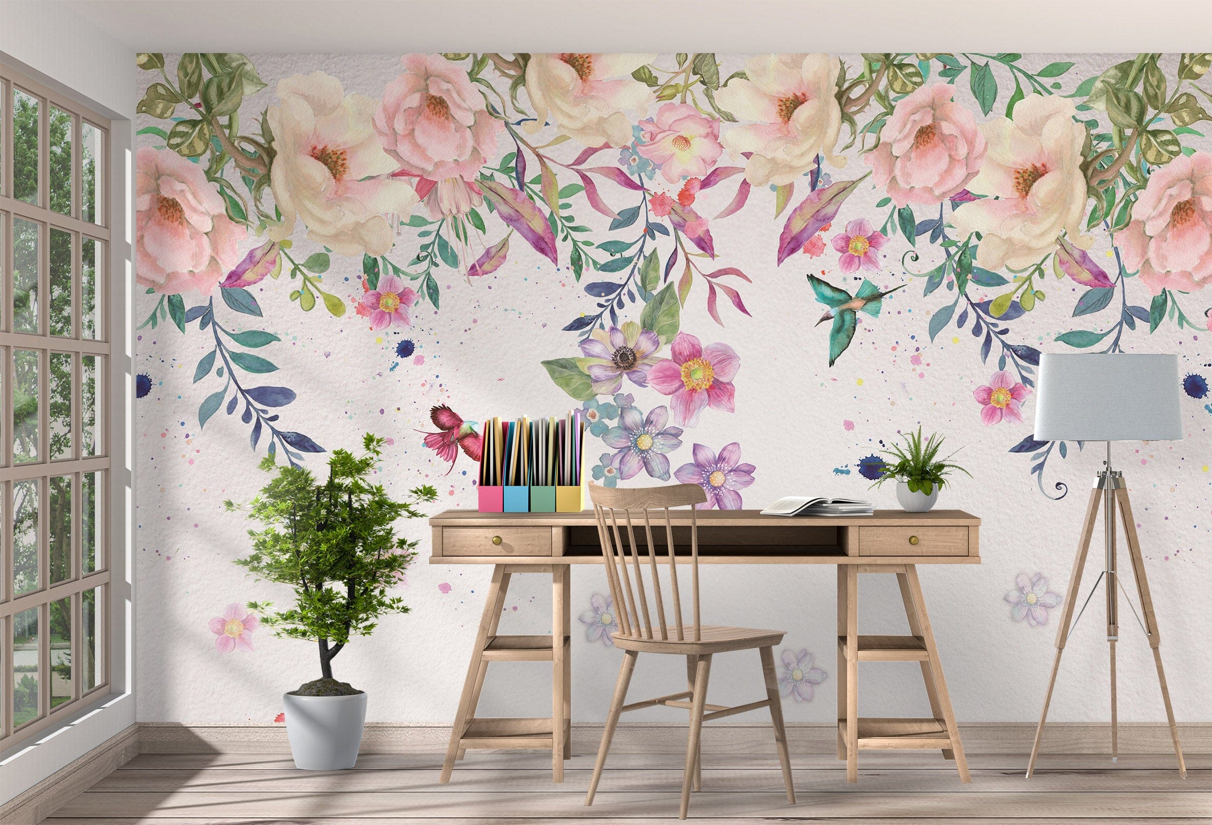 3D Colored Bird Petals 1044 Wall Murals Wallpaper AJ Wallpaper 2 