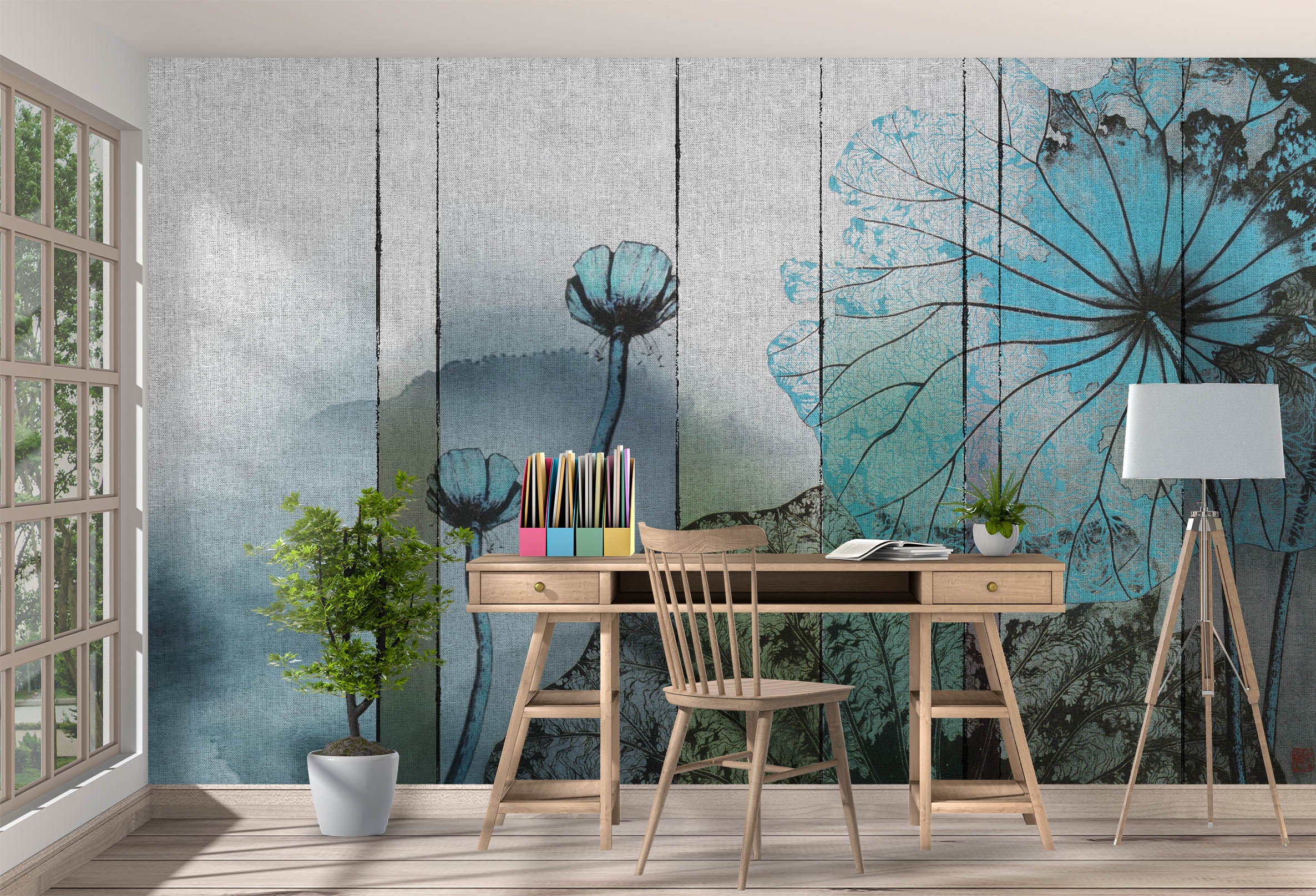3D Green Lotus Leaf 1114 Wall Murals