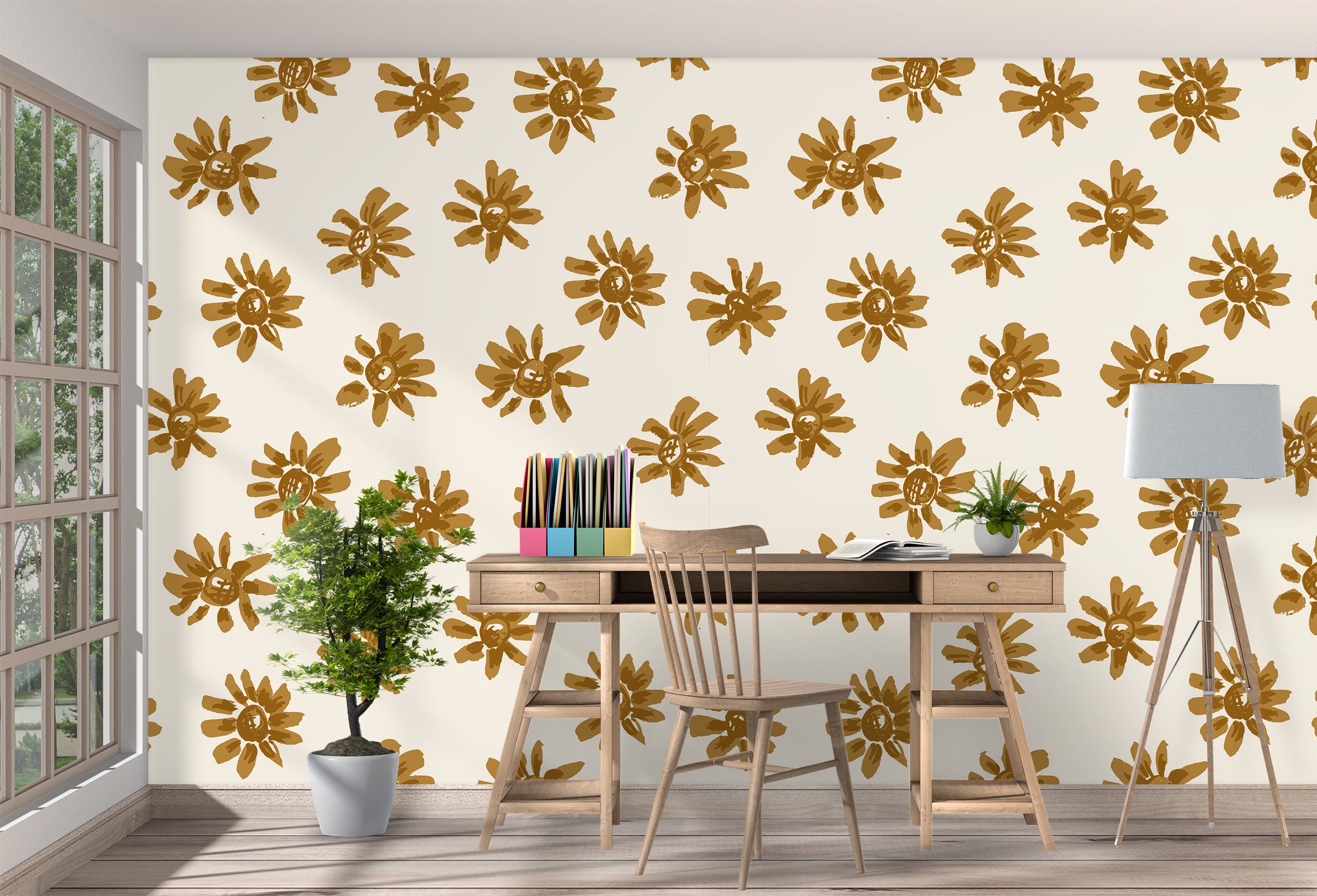 3D Brown Flowers 120105 Kashmira Jayaprakash Wall Mural Wall Murals