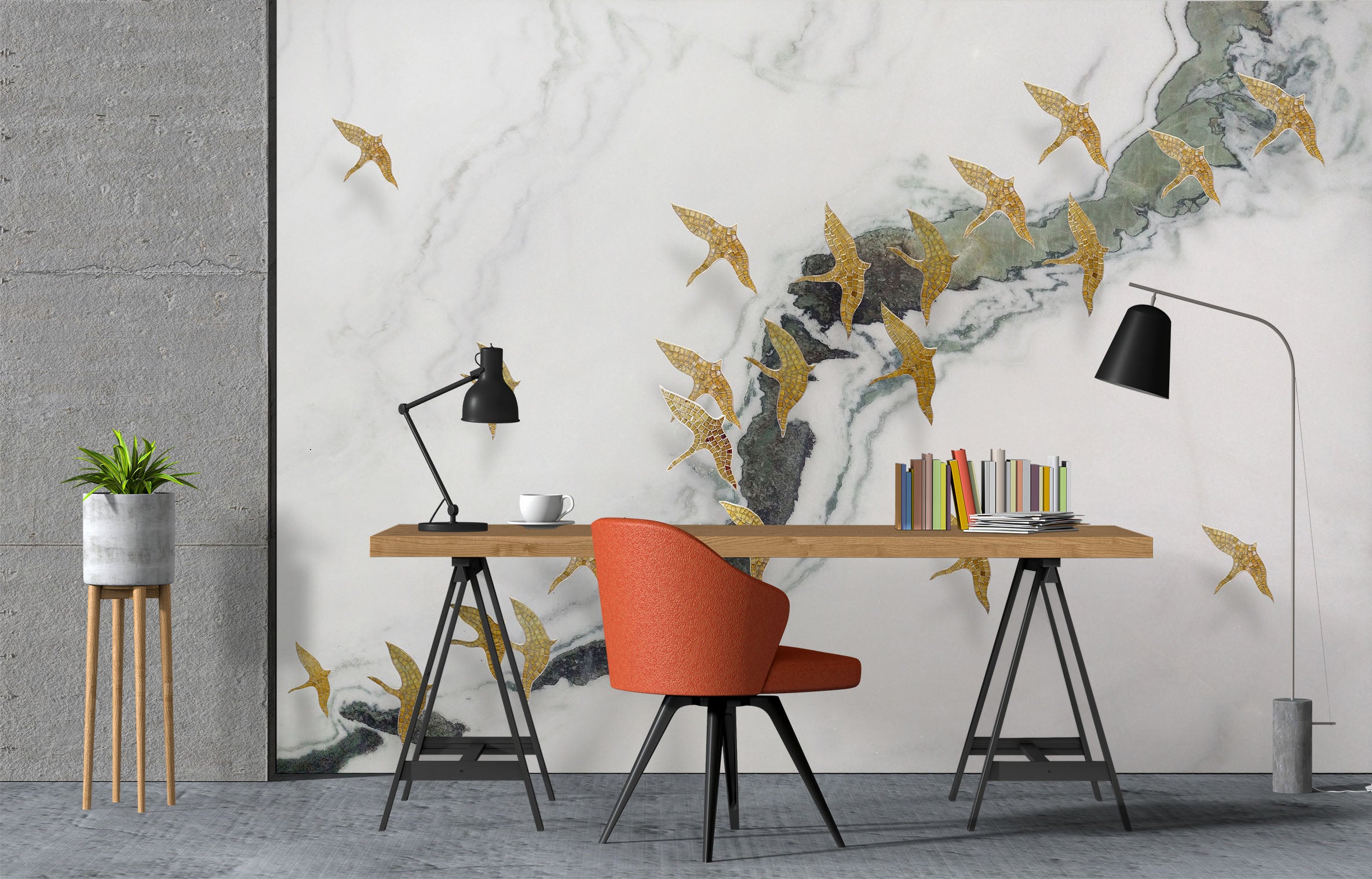 3D Golden Bird 1030 Wall Murals