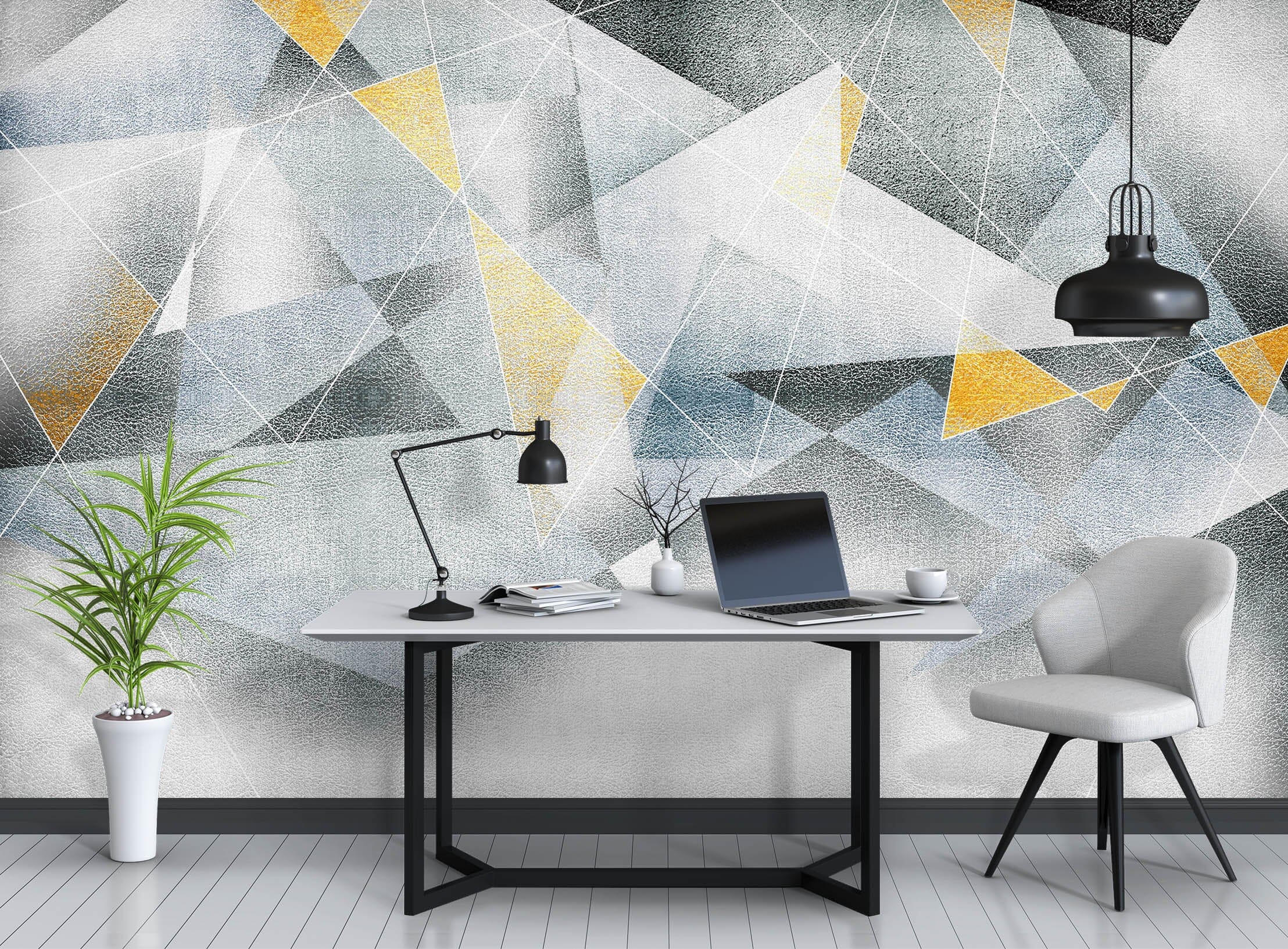 3D Yellow Triangle 1059 Wall Murals Wallpaper AJ Wallpaper 2 
