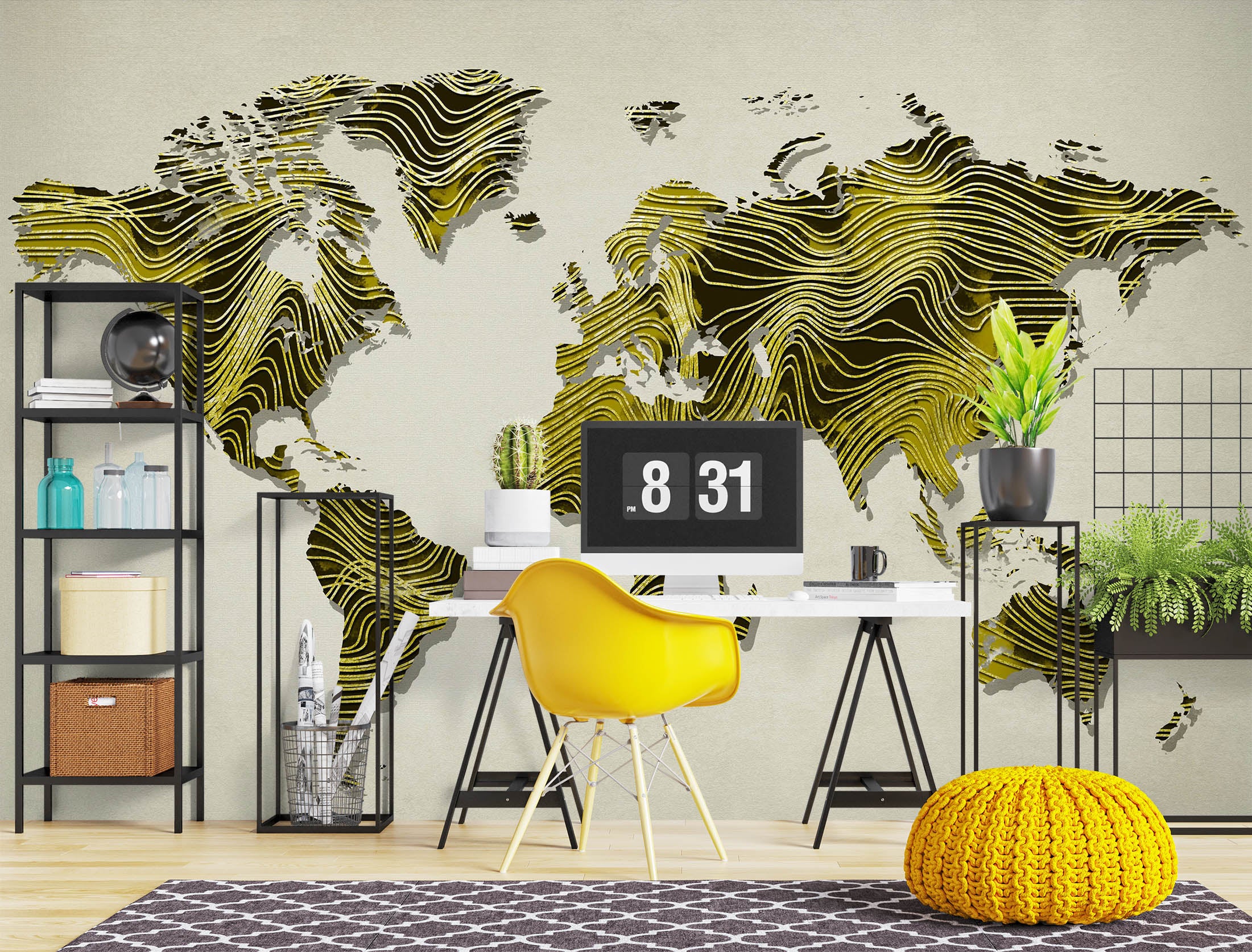 3D Green World Map 1005 Wall Murals