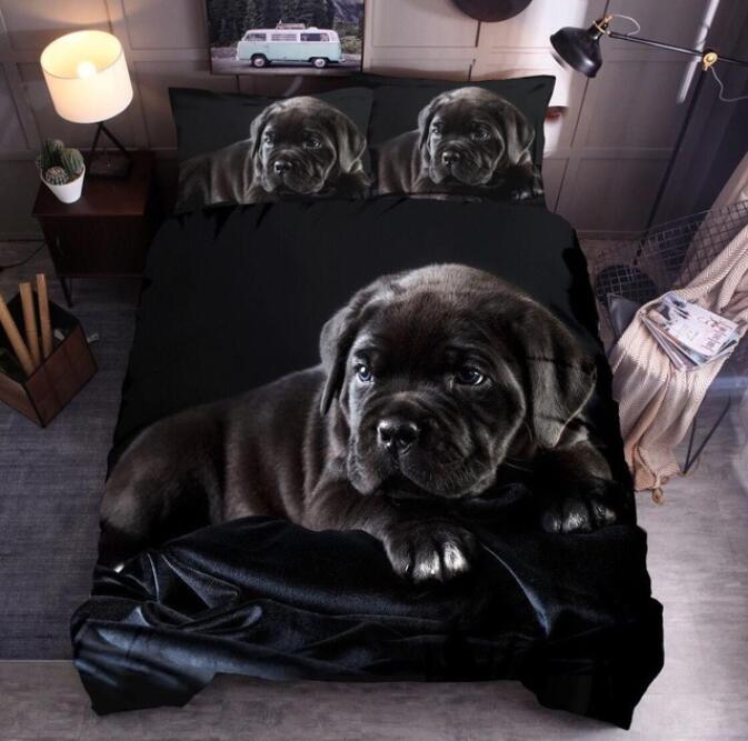 3D Black Little Milk Dog 8061 Bed Pillowcases Quilt