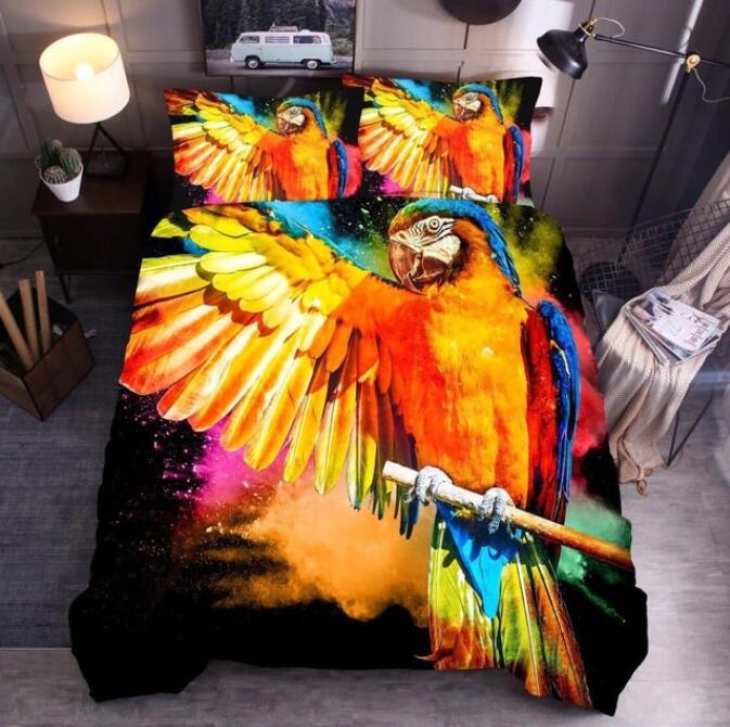 3D Color Parrot 8062 Bed Pillowcases Quilt