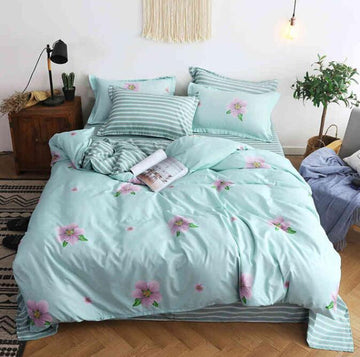 3D Light Blue Bottom Floret 8109 Bed Pillowcases Quilt
