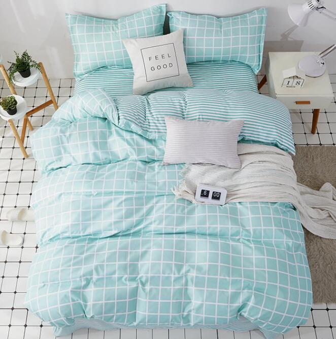 3D Light Green Grid 8175 Bed Pillowcases Quilt