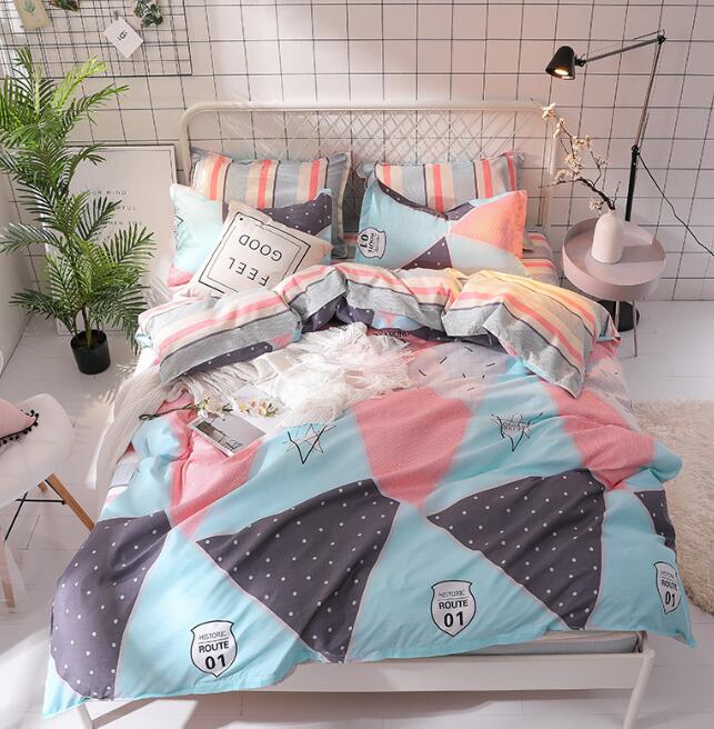 3D Pink Blue Triangle 8085 Bed Pillowcases Quilt