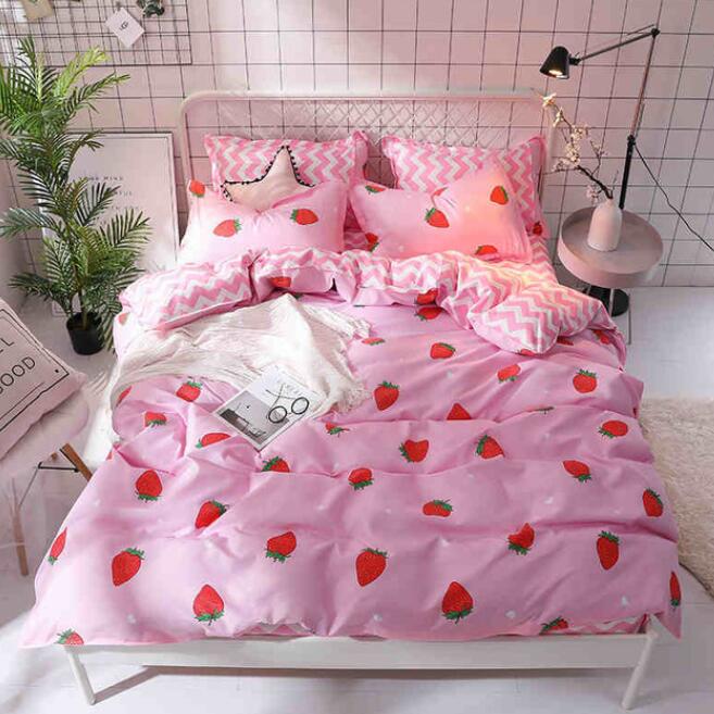 3D Pink Strawberry 8087 Bed Pillowcases Quilt